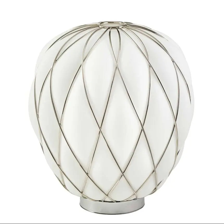 Lampa stołowa PINECONE chromowany z białym szkłem dmuchanym – Fontana Arte