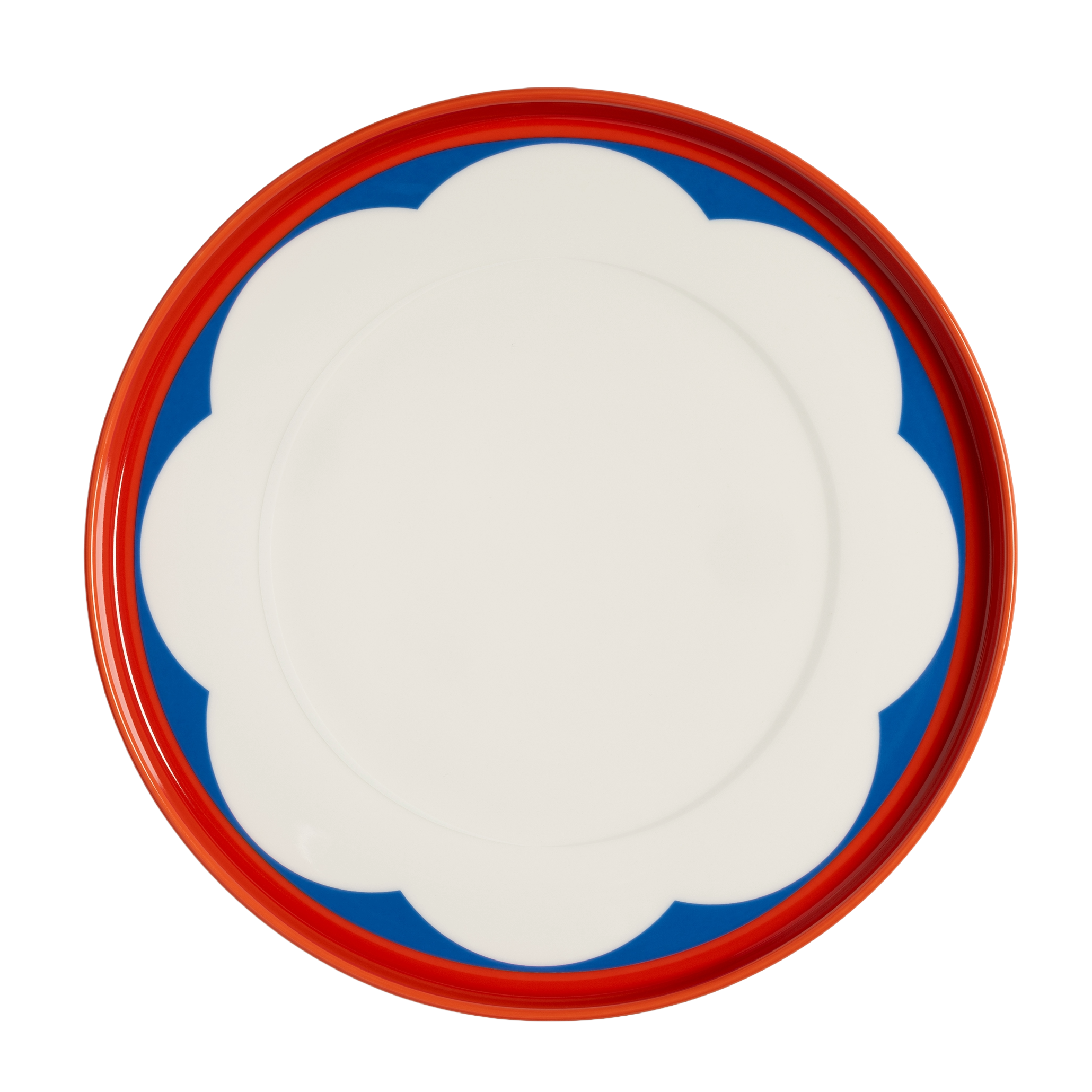 DAYDREAM ARCH white dinner plate with red and blue