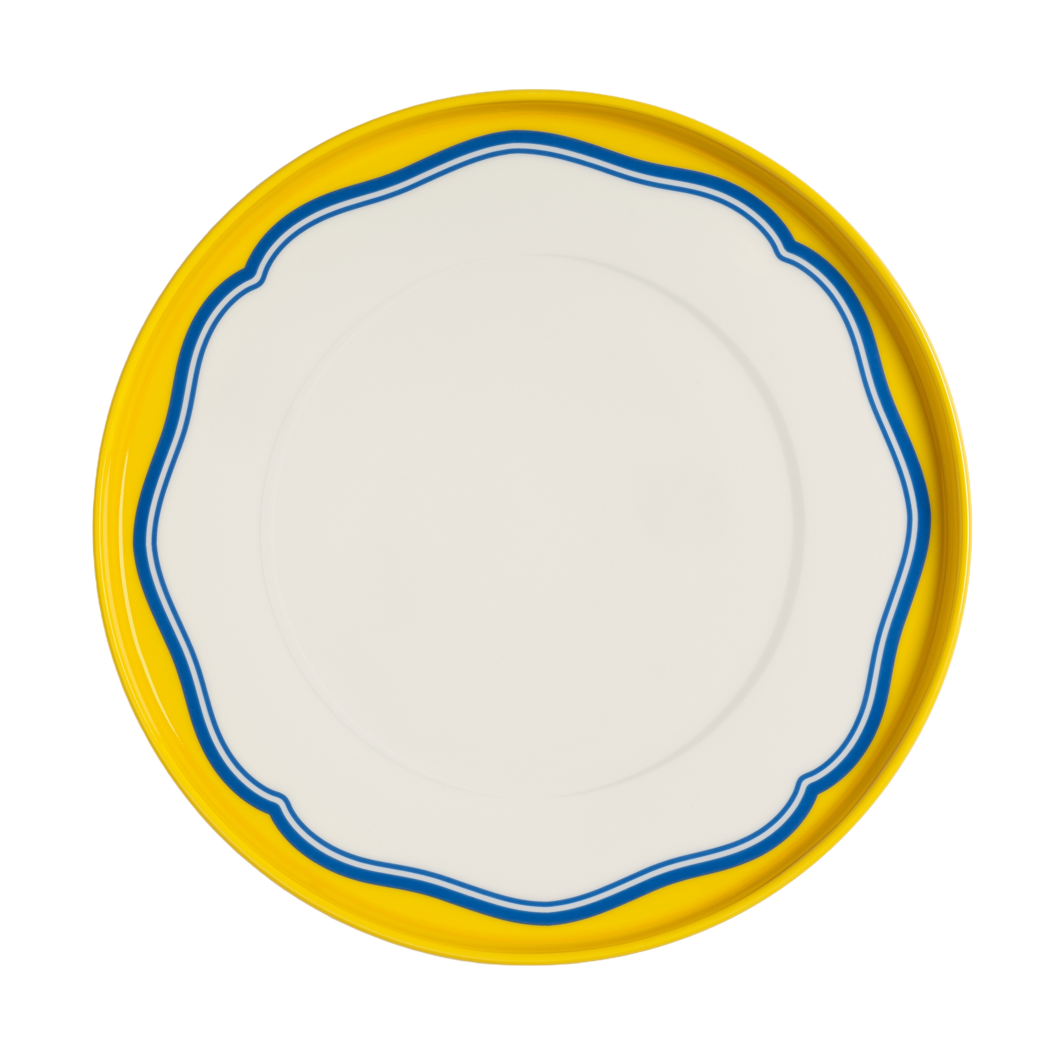 DAYDREAM BULGE white dinner plate with yellow and blue