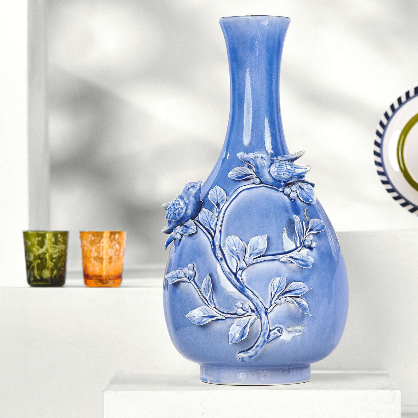 Súprava pohárov ROZPTÝLENÉ KVETY žlté s pieskovaným vzorom