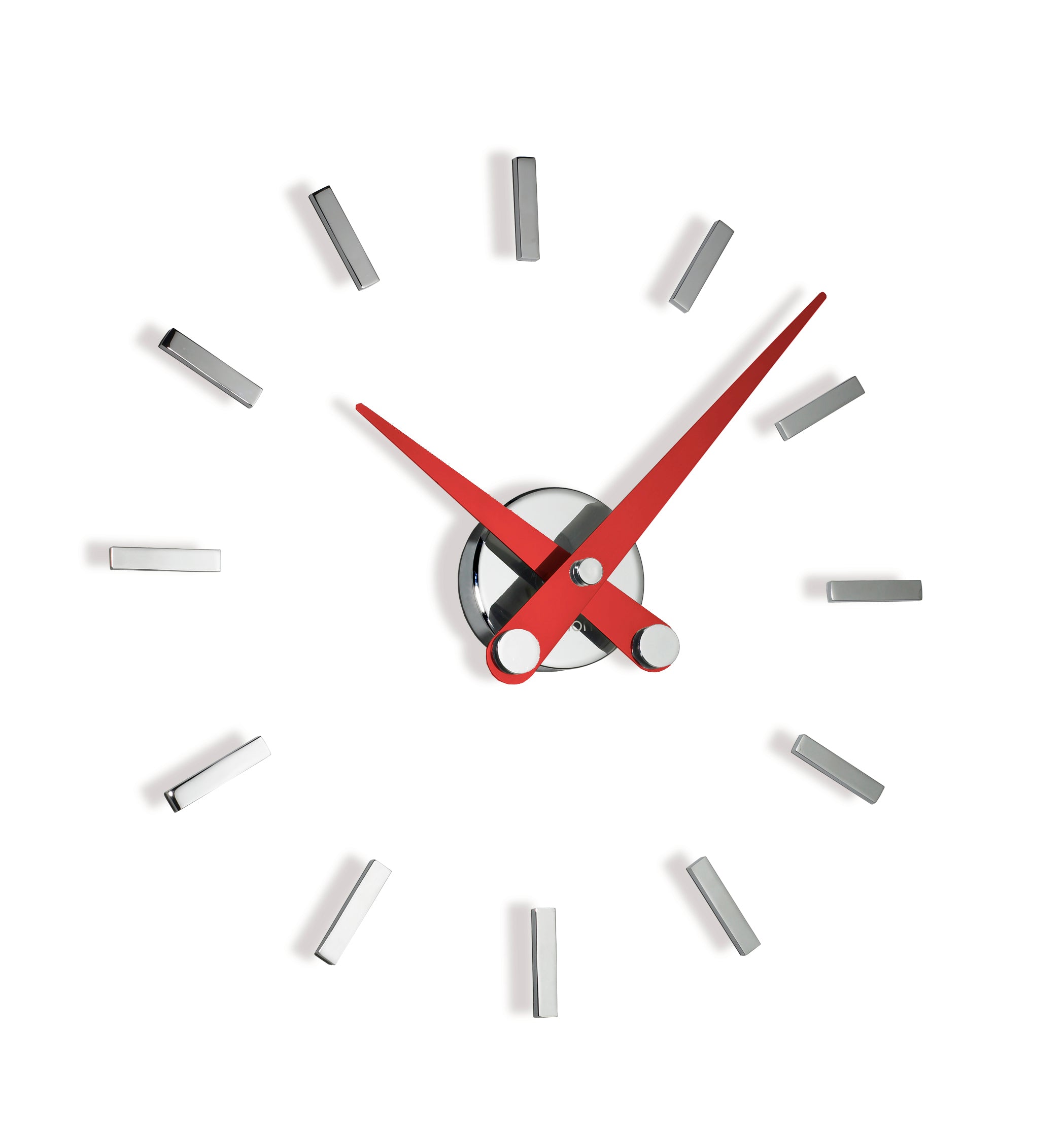 Nástenné hodiny PUNTOS SUSPENSIVOS chrómované s červeným povrchom