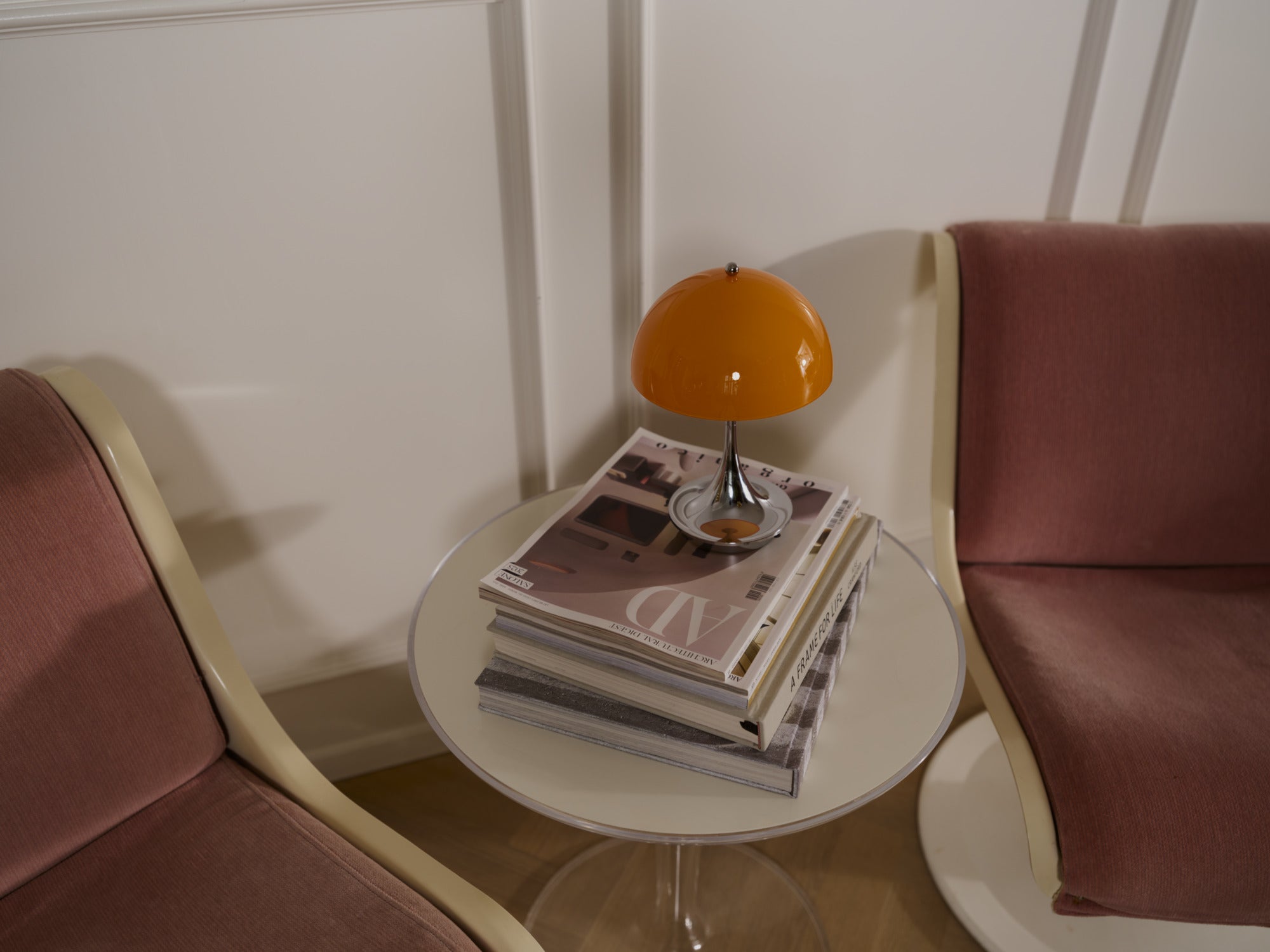 Portable Lamp PANTHELLA 160 orange with chrome base