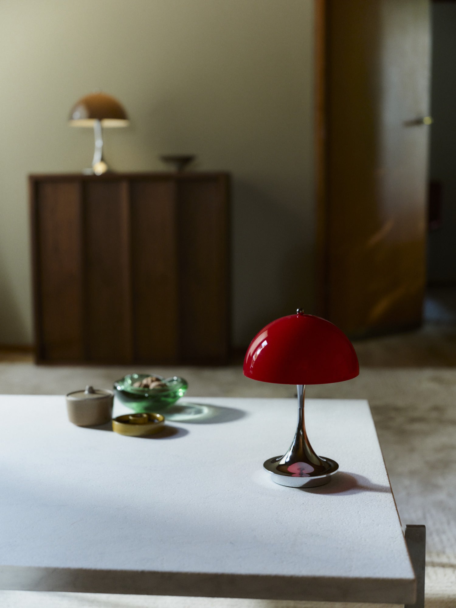 Portable Lamp PANTHELLA 160 red with chrome base