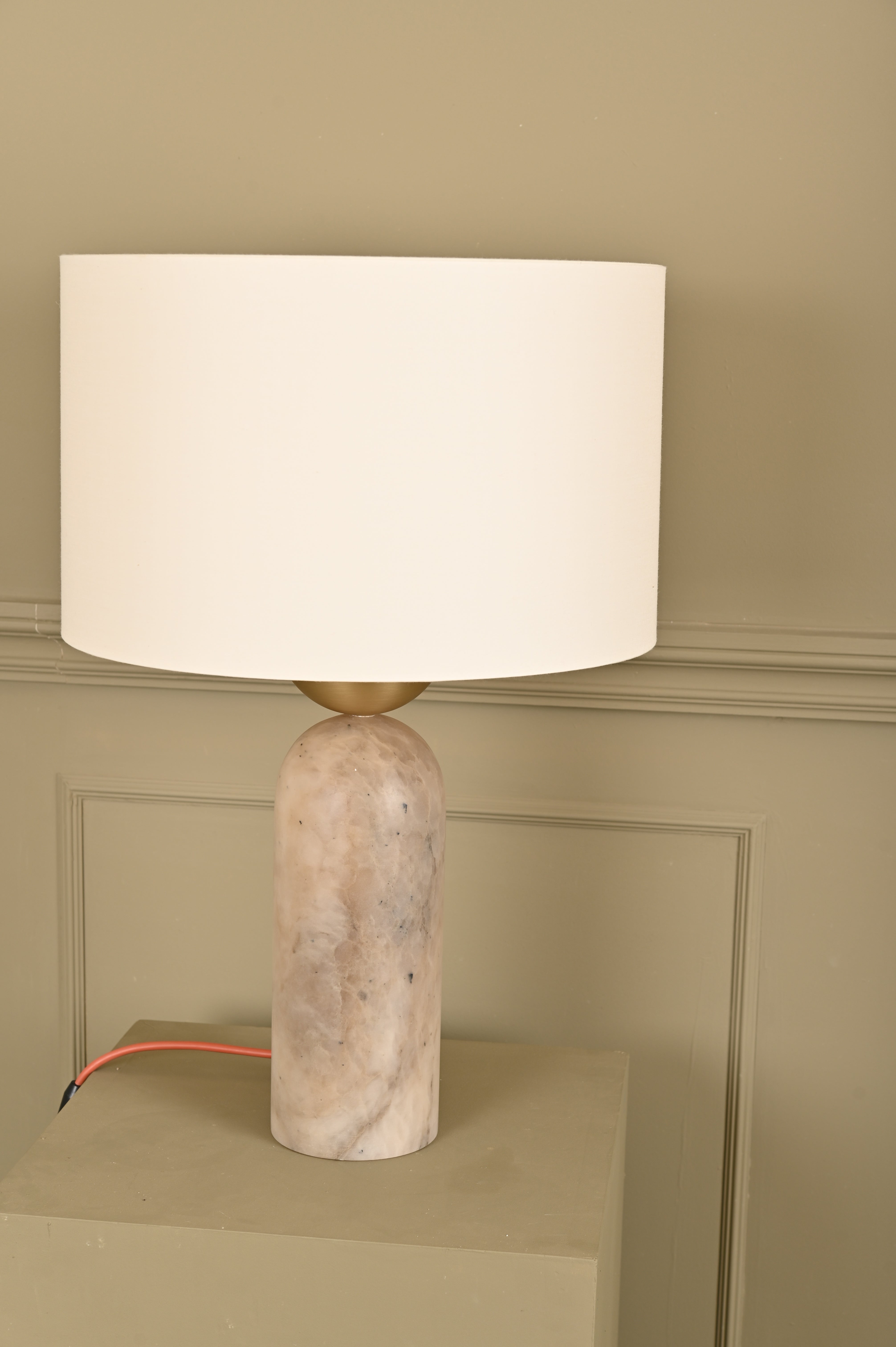 PEONA Table Lamp Dark Beige Alabaster