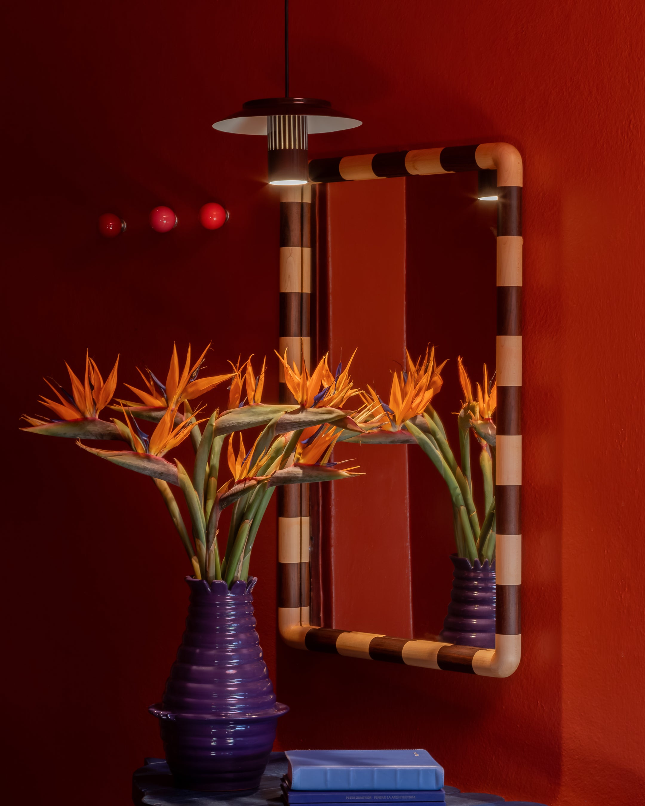 Závesná lampa LILLE bordová