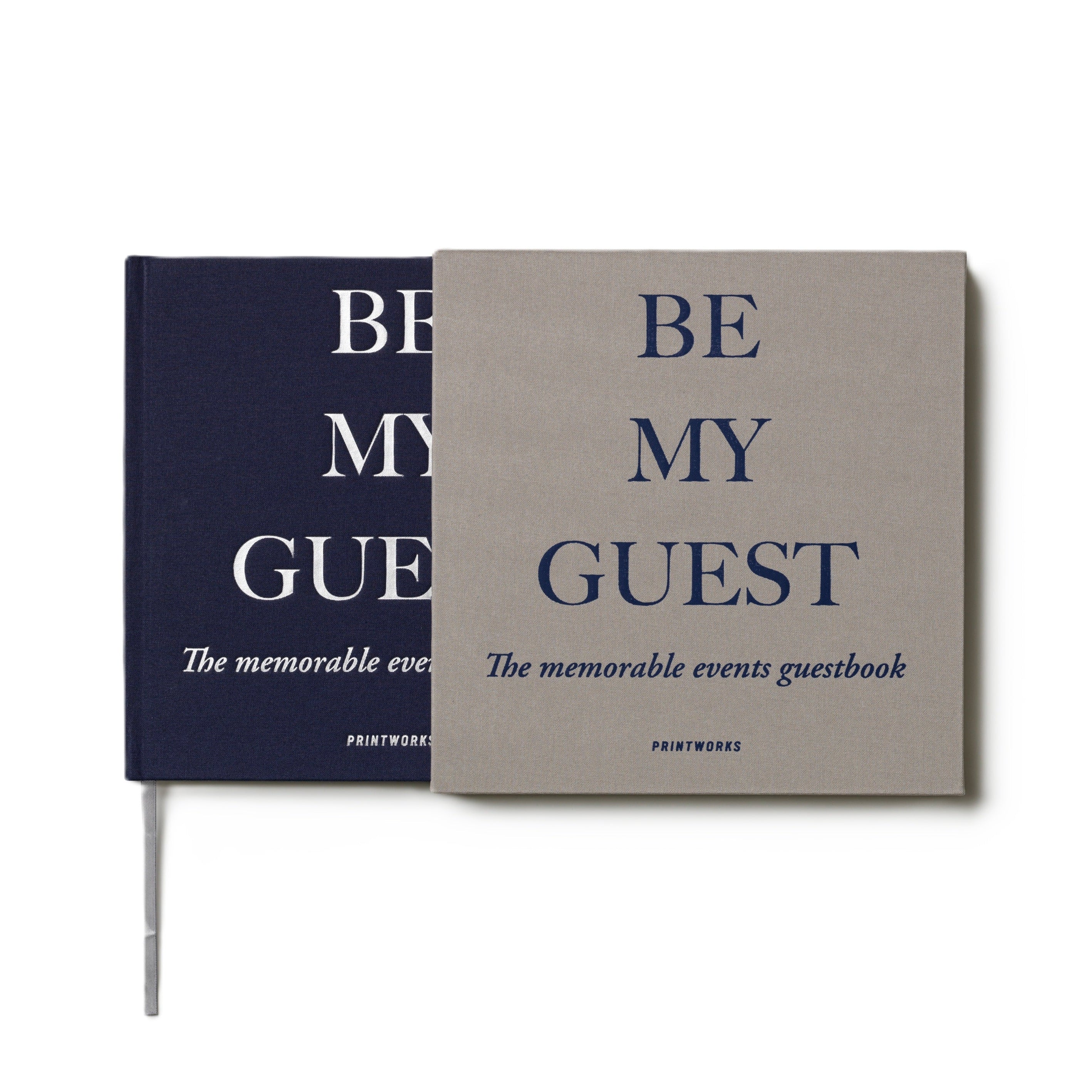 BE MY GUEST Guest Book Gray with Navy Blue