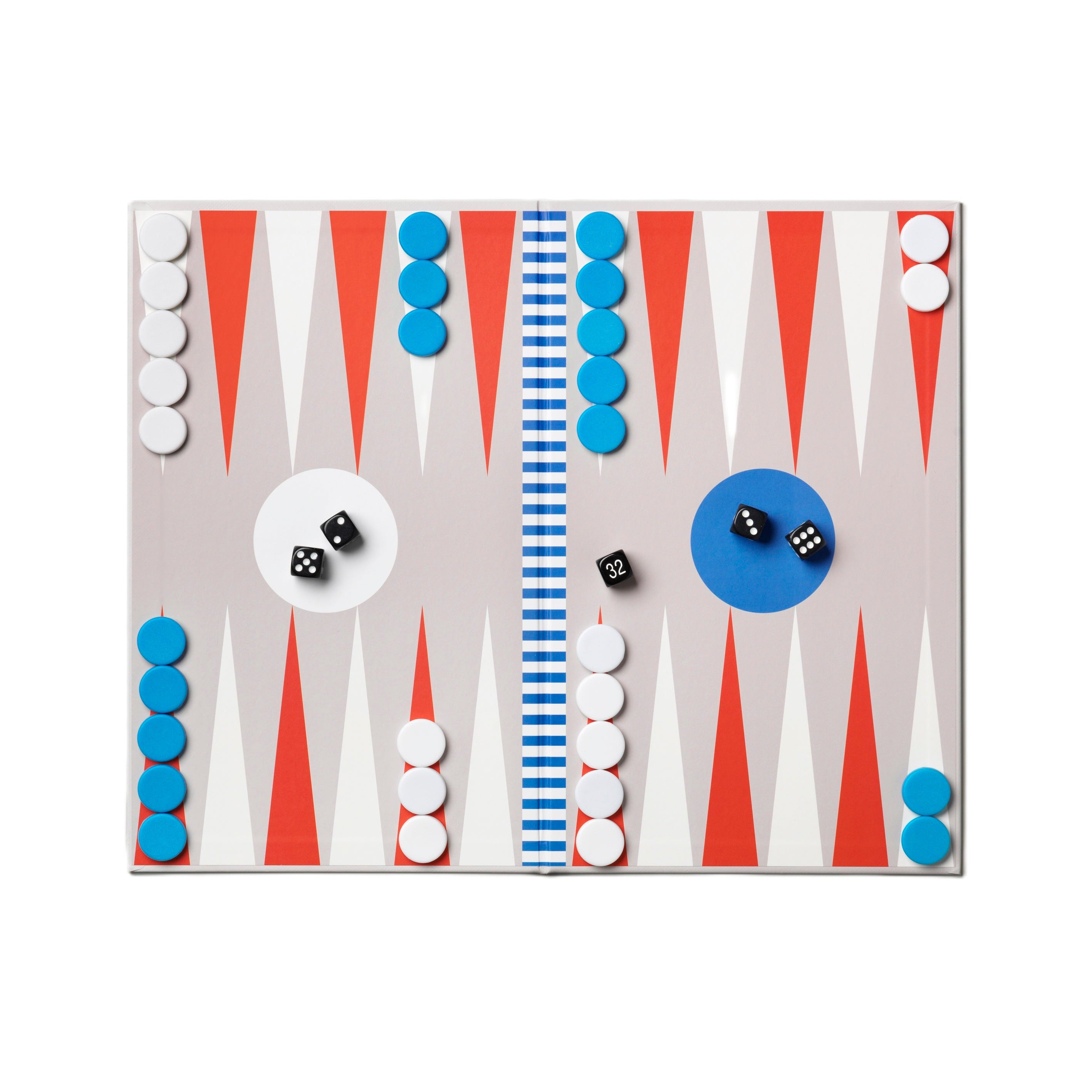 Súprava na hru v backgammon BACKGAMMON šedá s červenou a modrou
