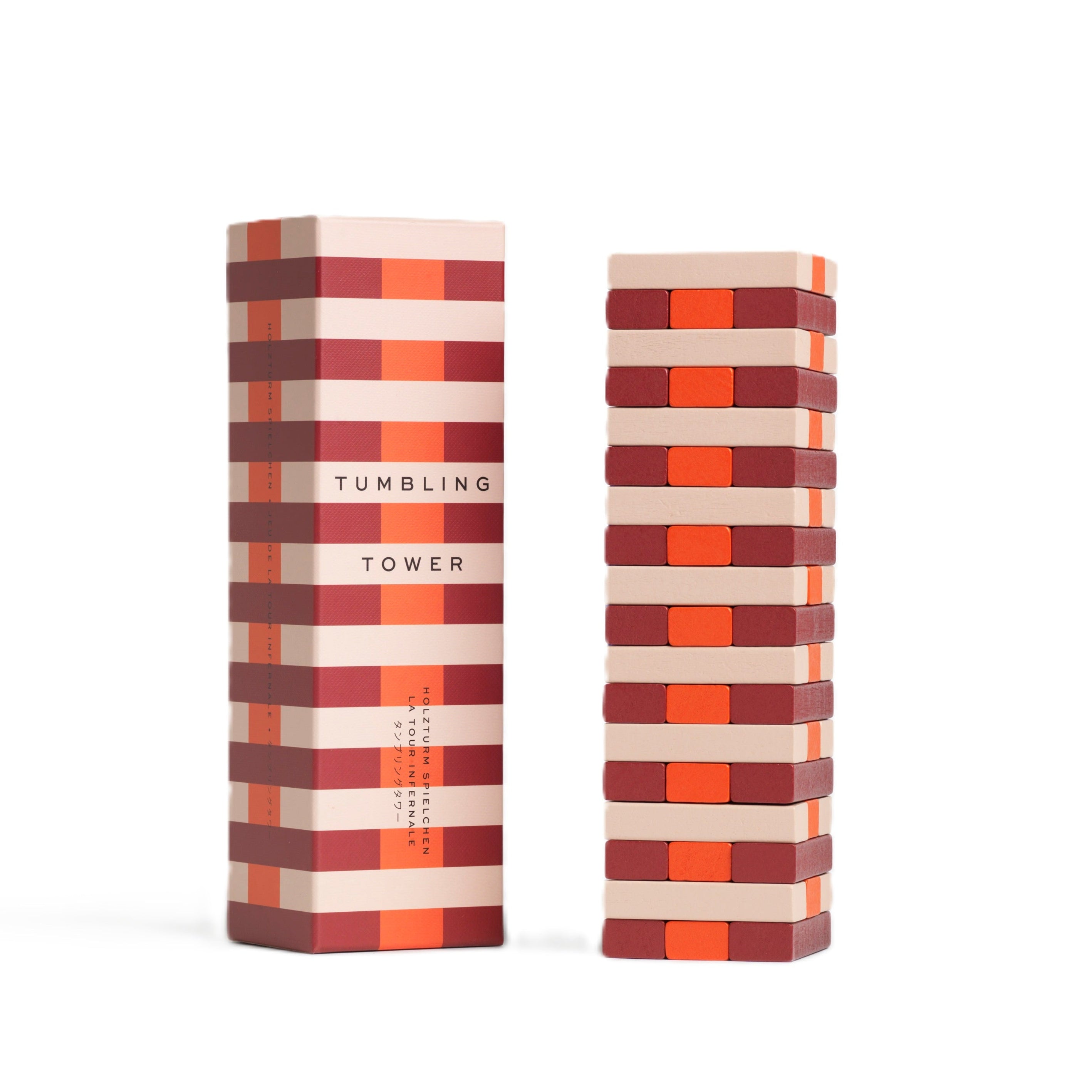 Strategic Yenga Tumbling Tower Beige with Red