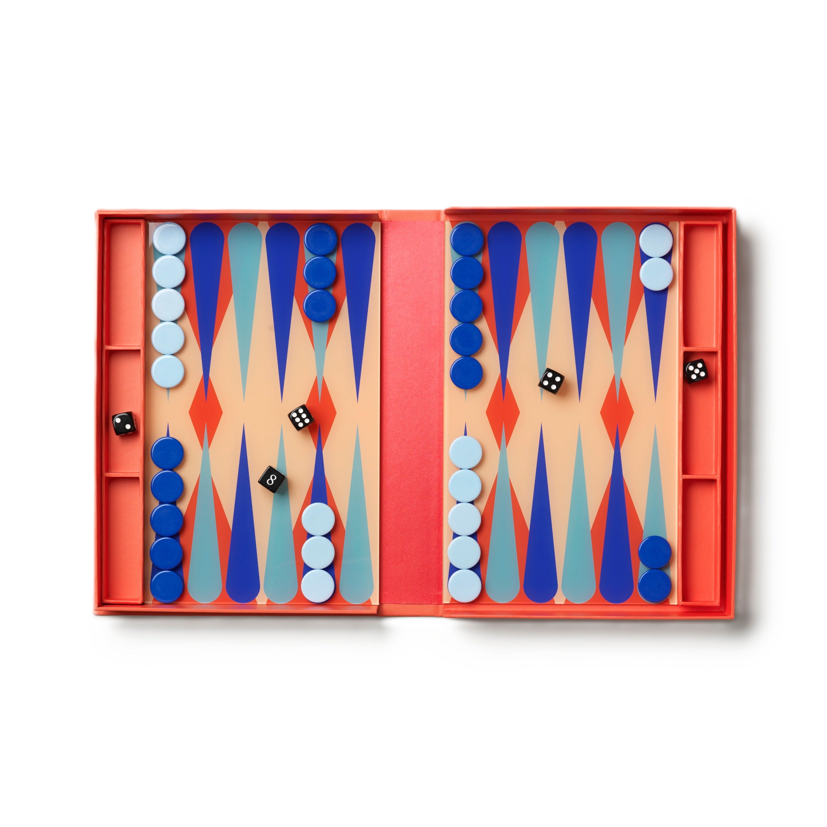 ART OF BACKGAMMON Red and Blue Backgammon Set