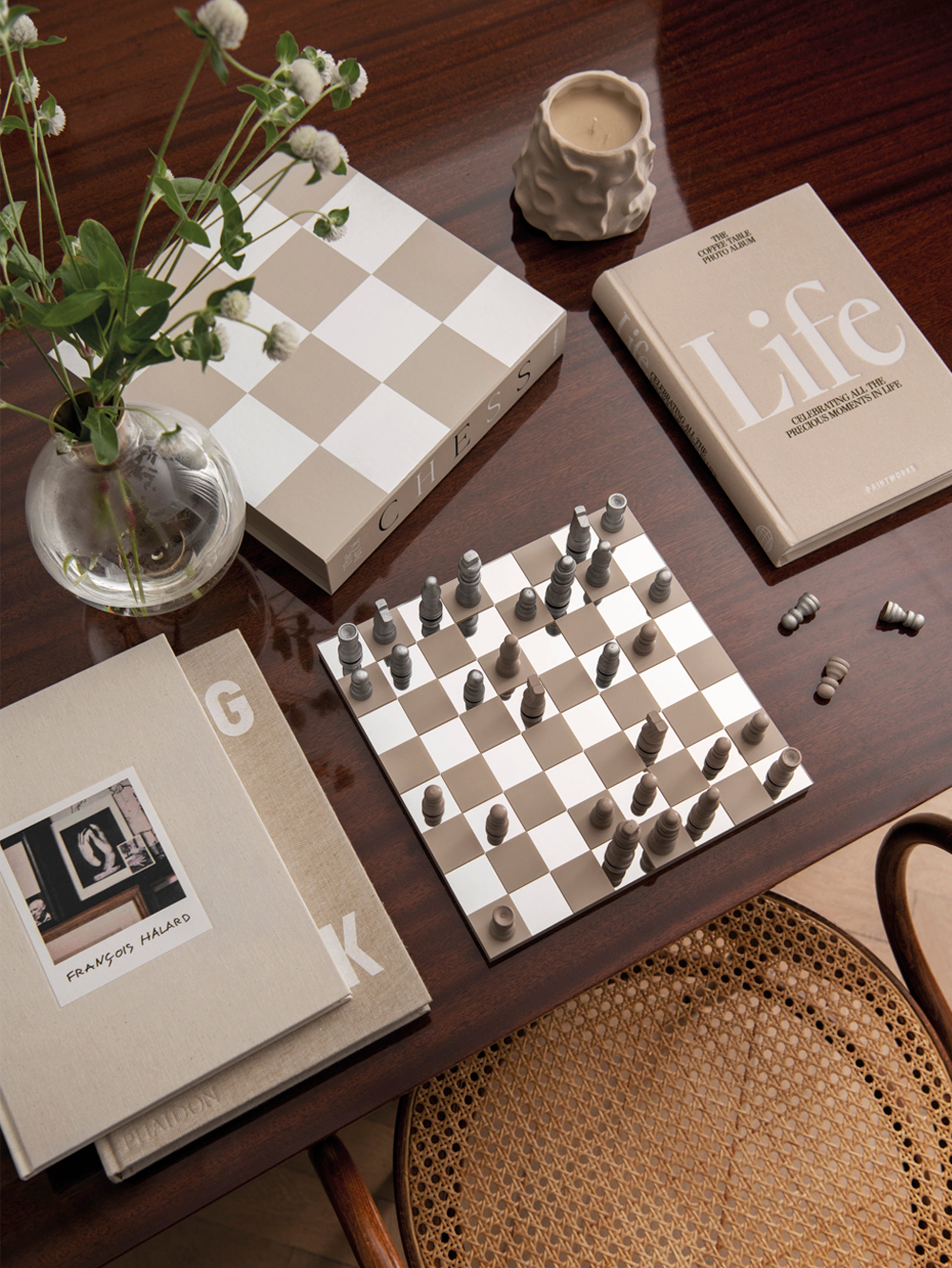 Súprava na hru šachy CHESS MIRROR béžová