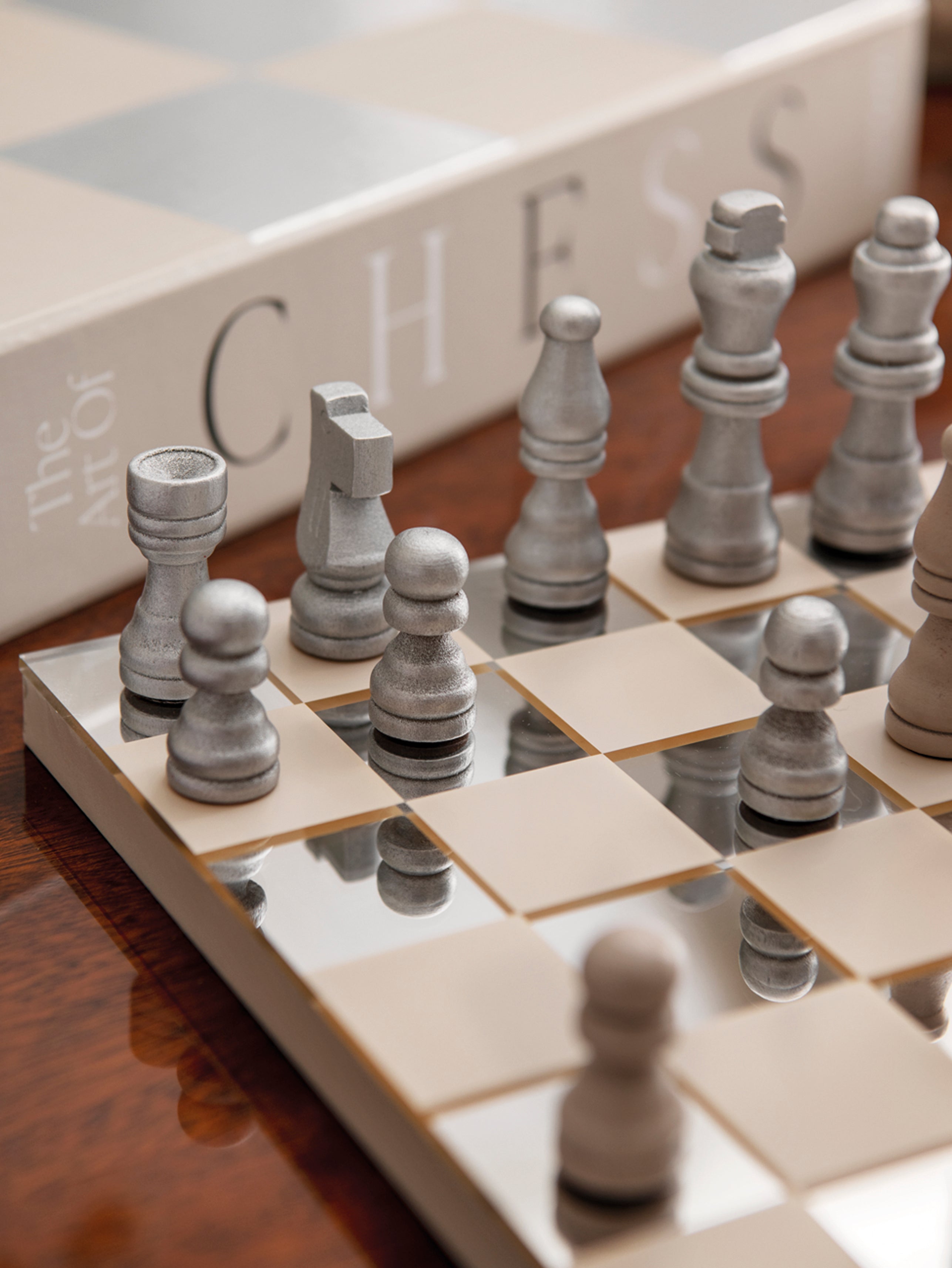 Súprava na hru šachy CHESS MIRROR béžová