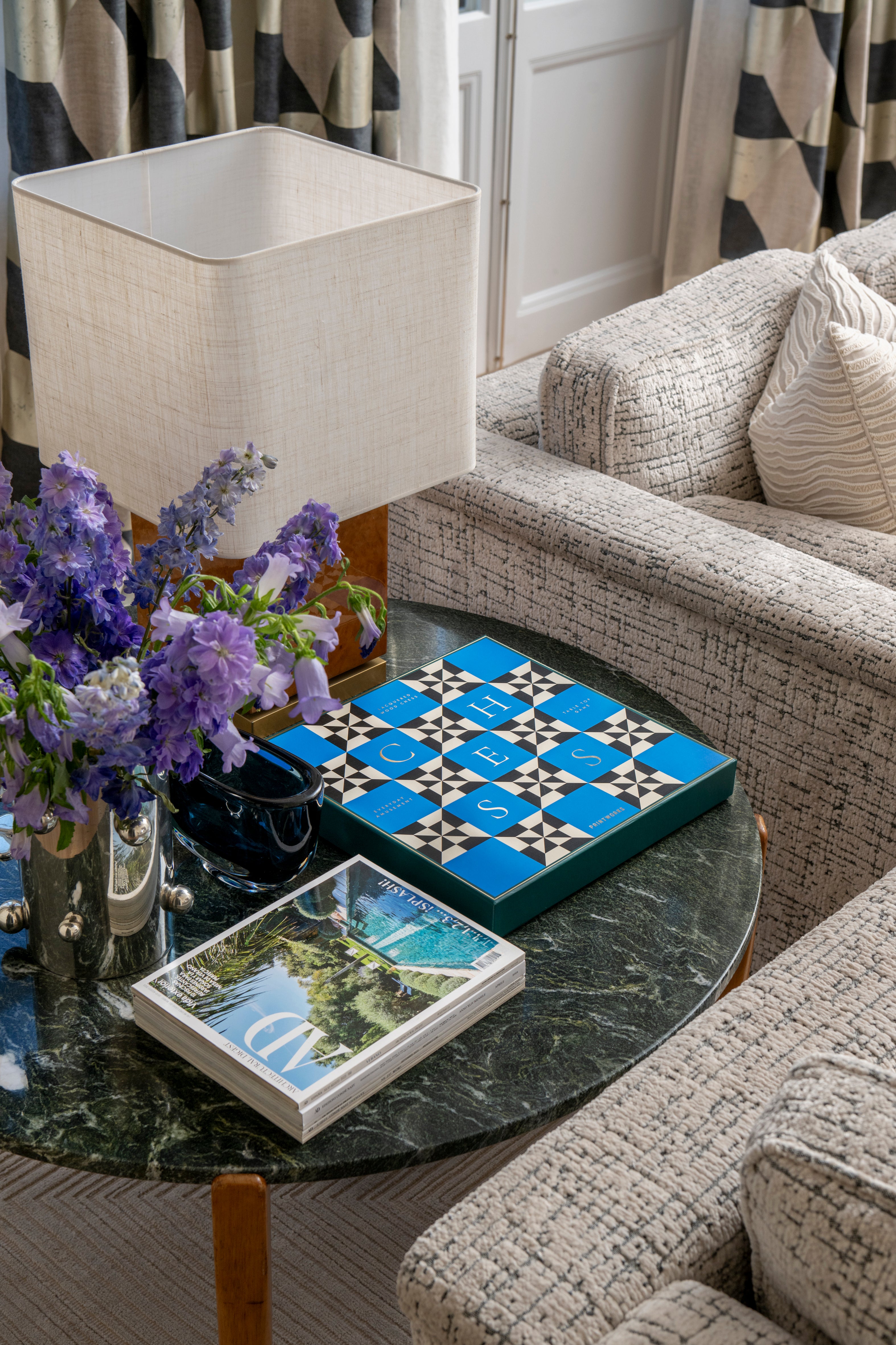 Lacquered Chess Set POSEIDON Blue