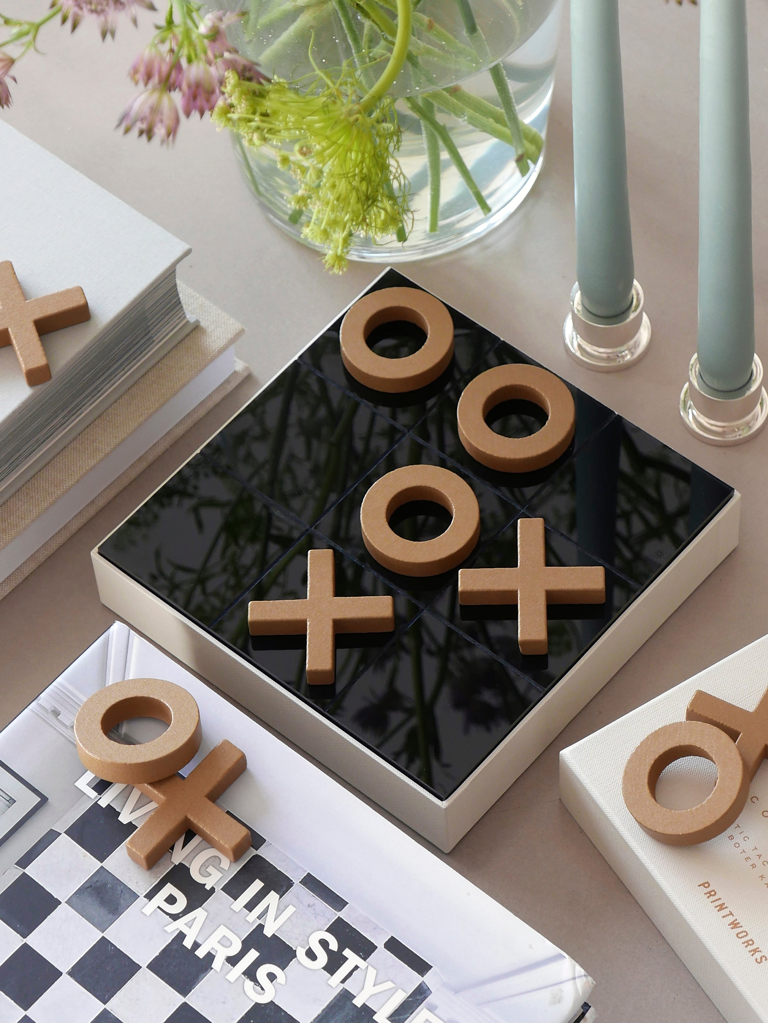 Hra kolo a krížik TIC TAC TOE béžová s čiernou