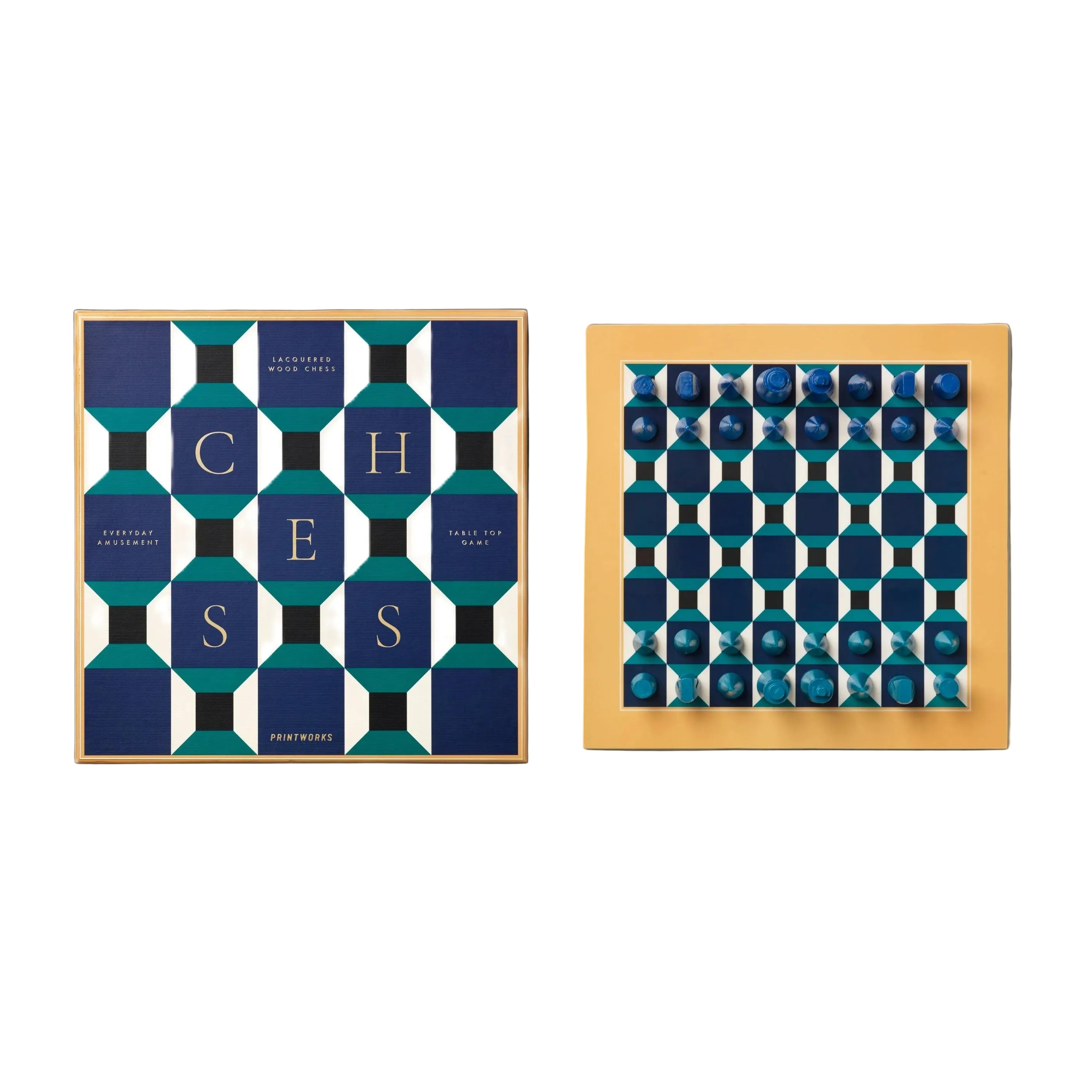 LACQUERED CHESS SET ATHENA blue