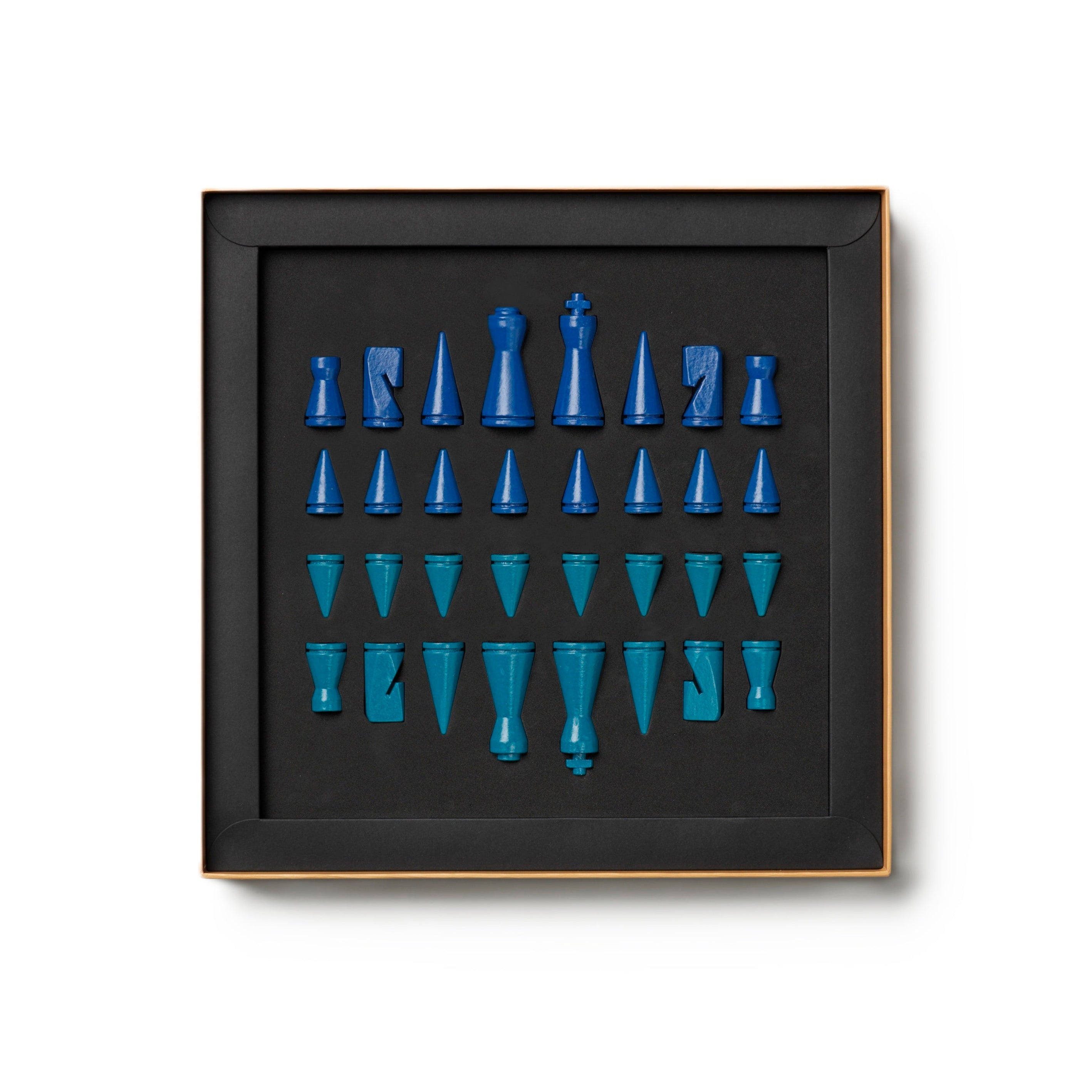 LACQUERED CHESS SET ATHENA blue