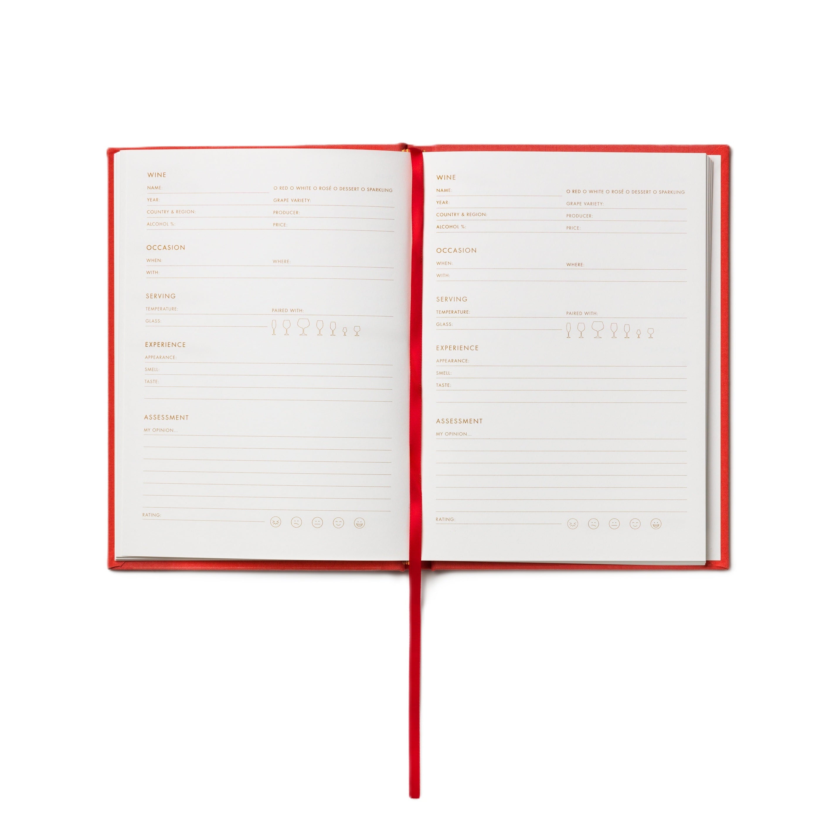 Wine Tasting Journal beige with red