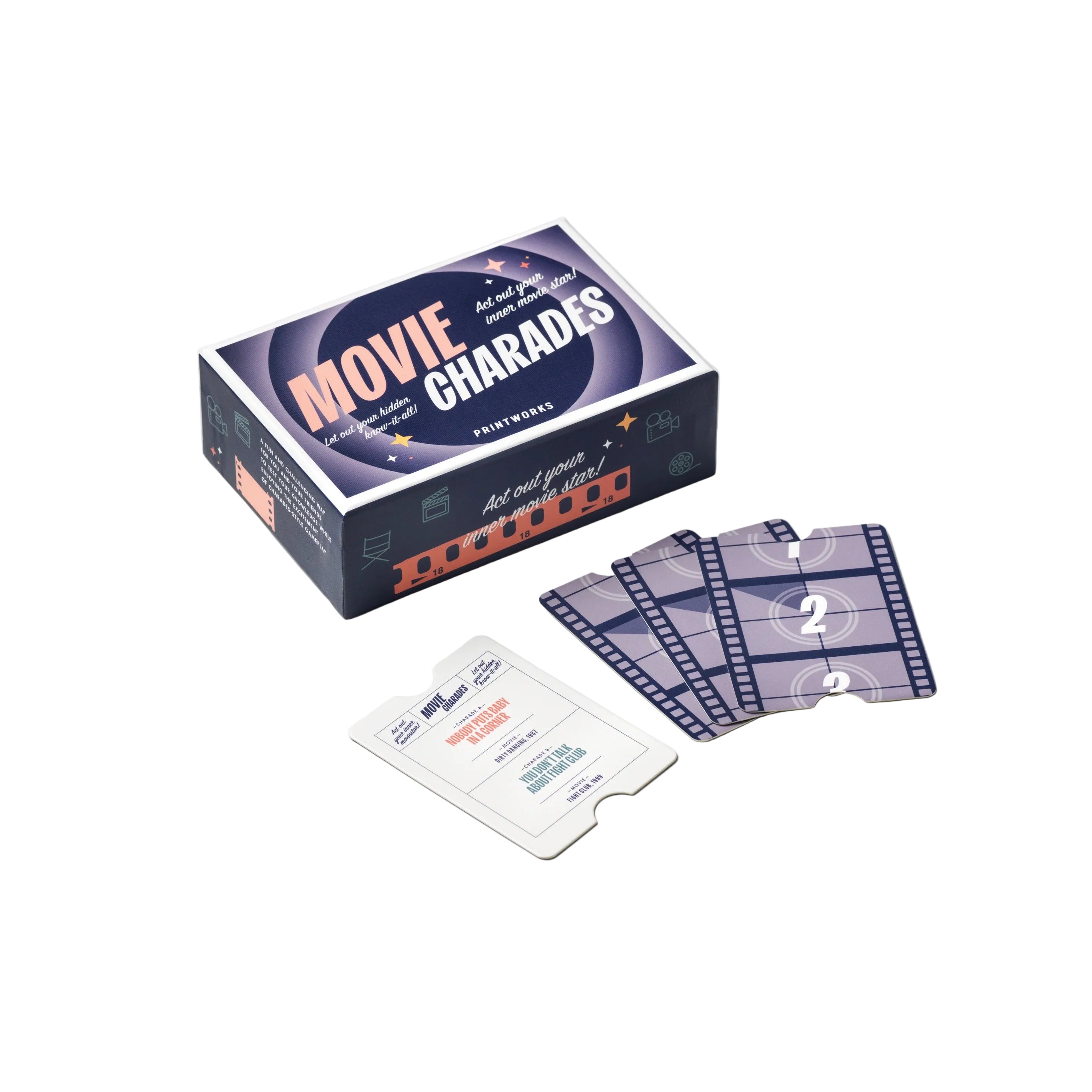 Gra filmové kalambury MOVIE CHARADES granátová s bielou