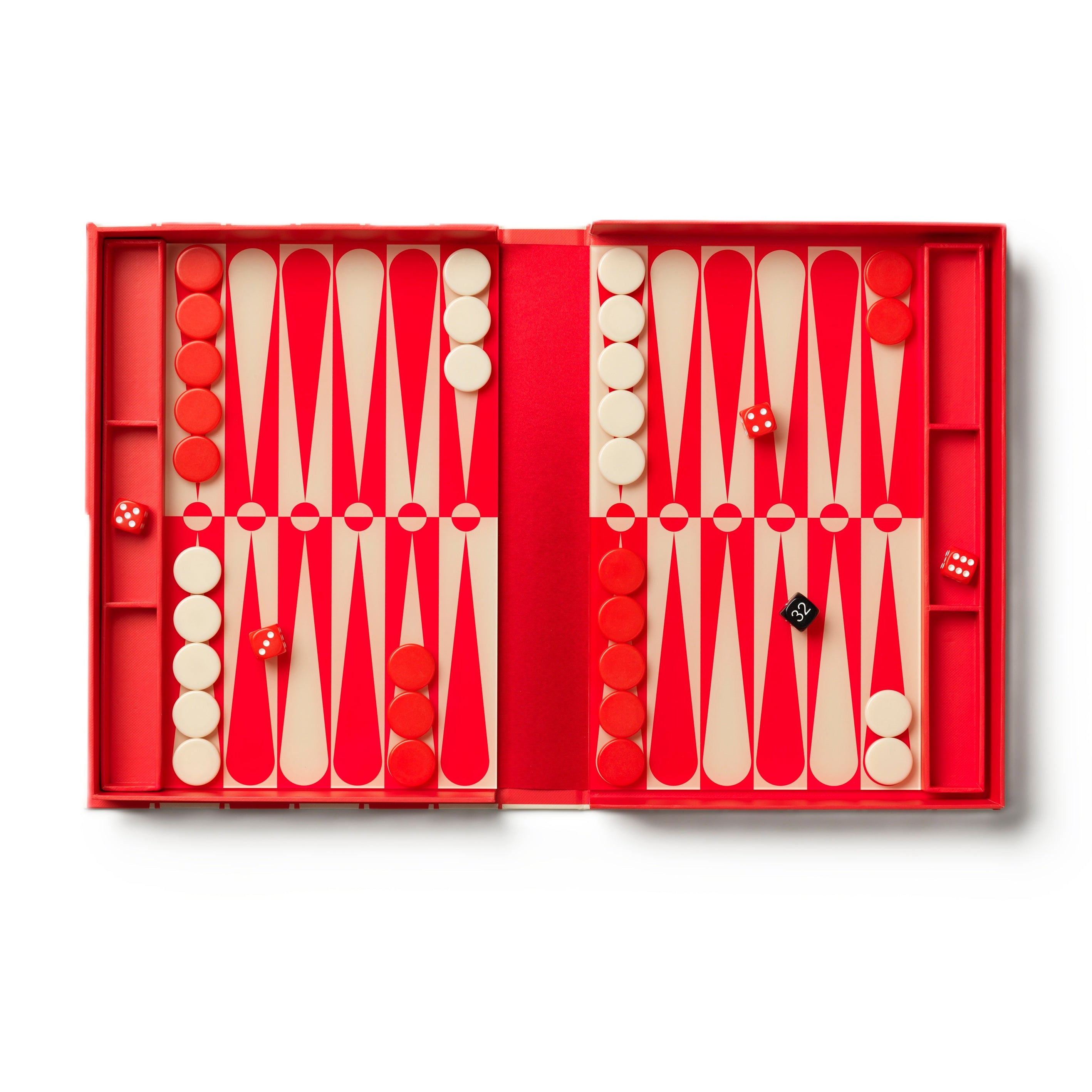 ART OF BACKGAMMON Red and Beige Backgammon Set