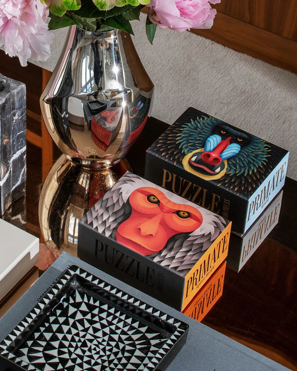 Puzzle JAPONSKÁ MAKAKA oranžová so šedou