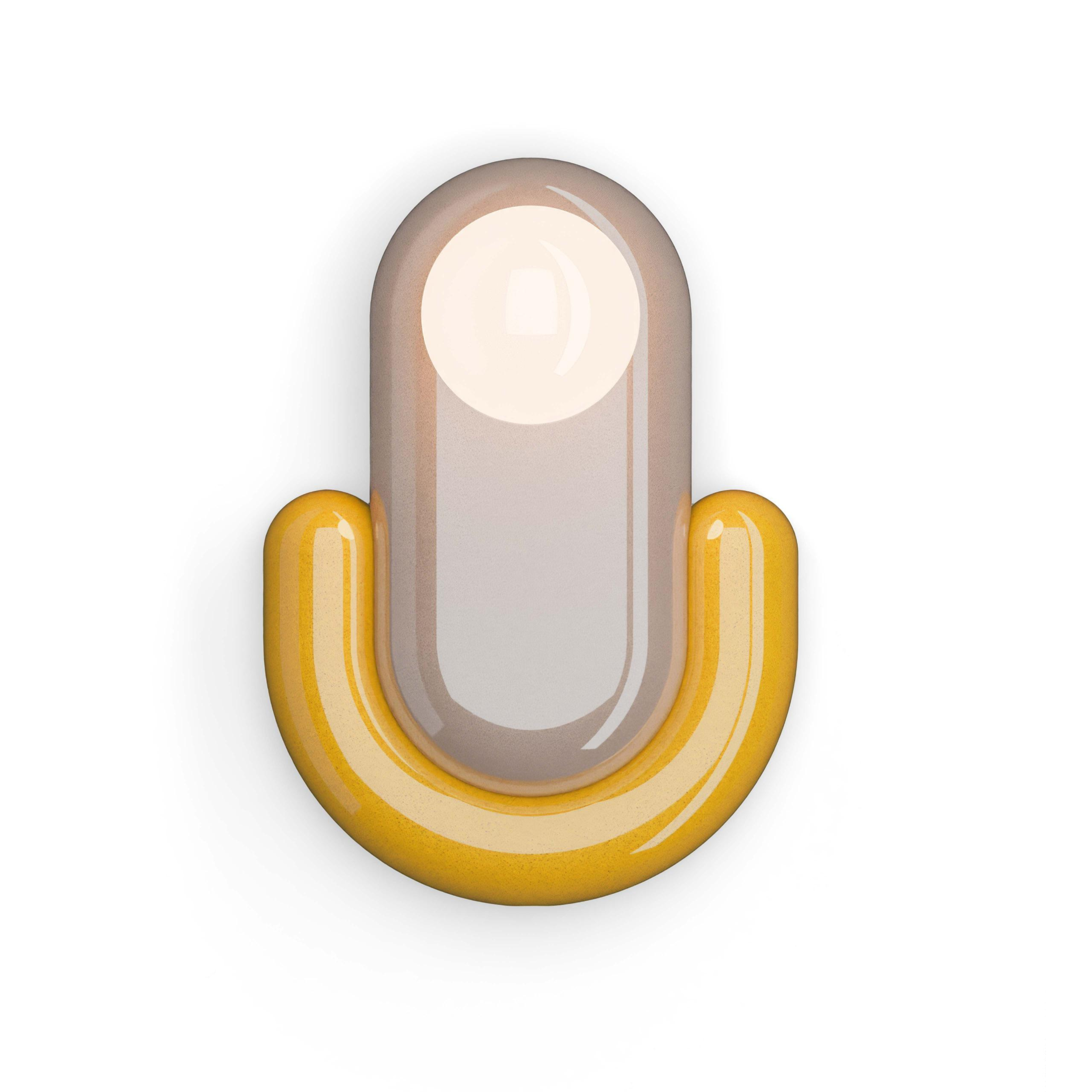 Beige ceramic wall lamp ECLAIR with yellow