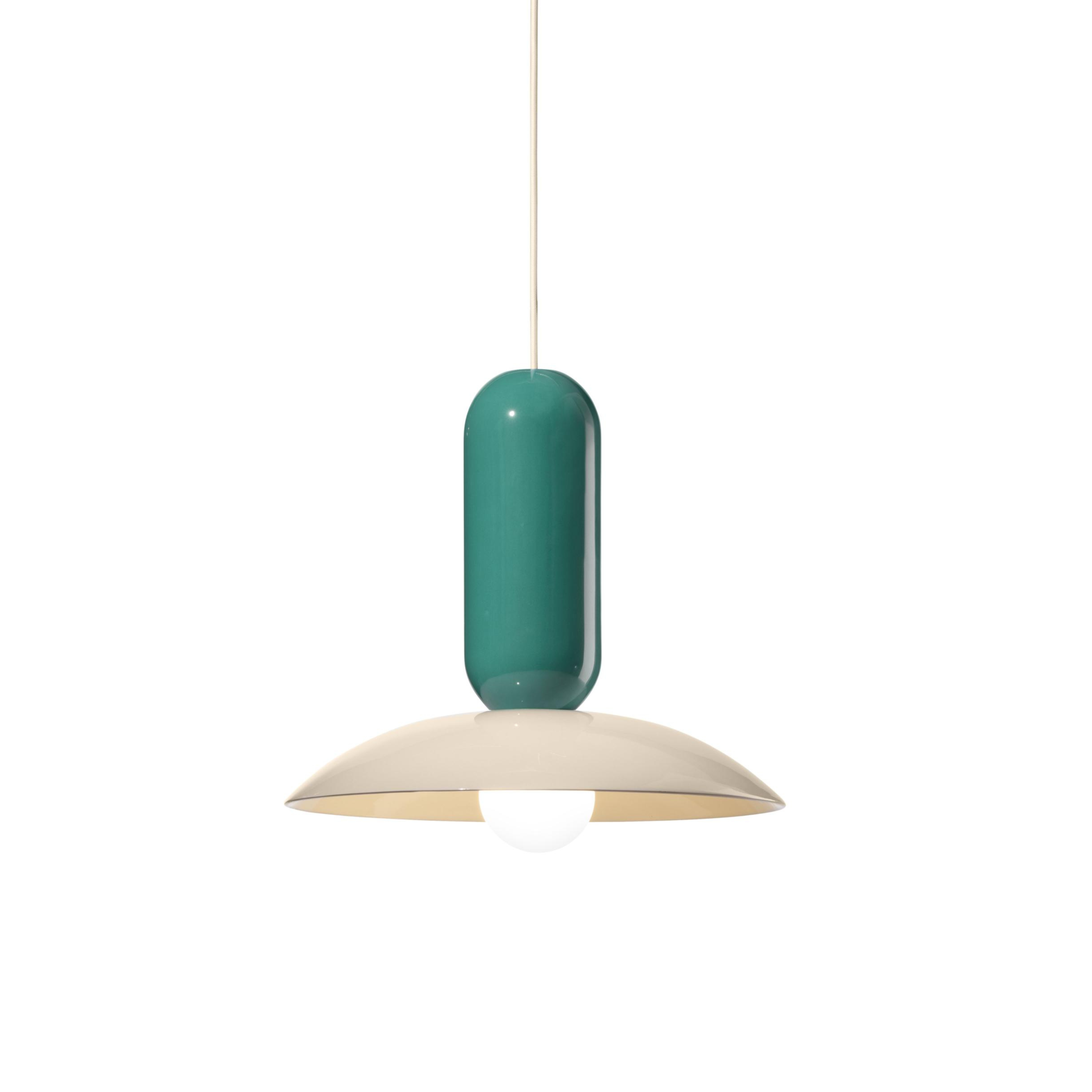 Závesná keramická lampa PAU tyrkysová s krémovou