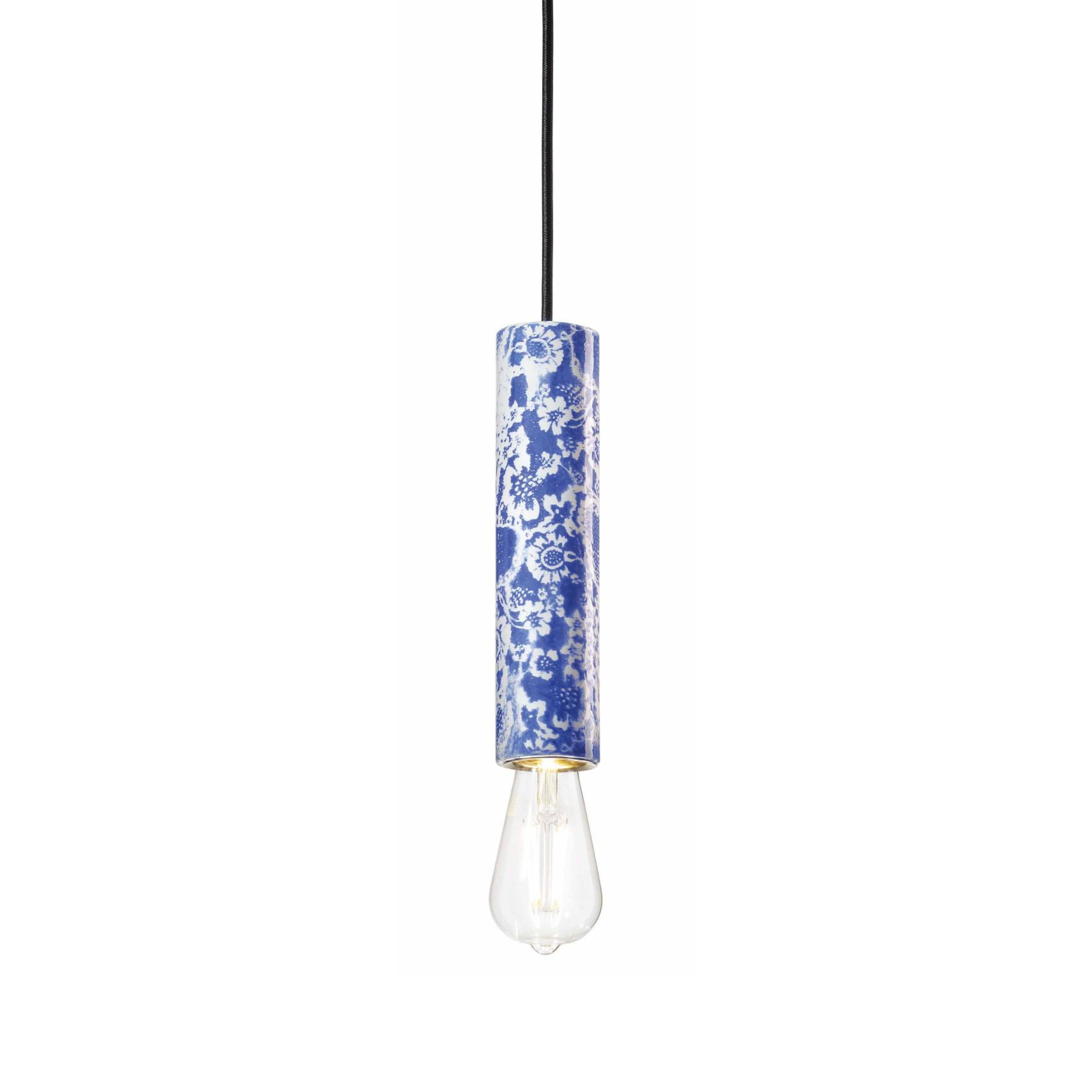 Závesná keramická lampa PI modré kvety
