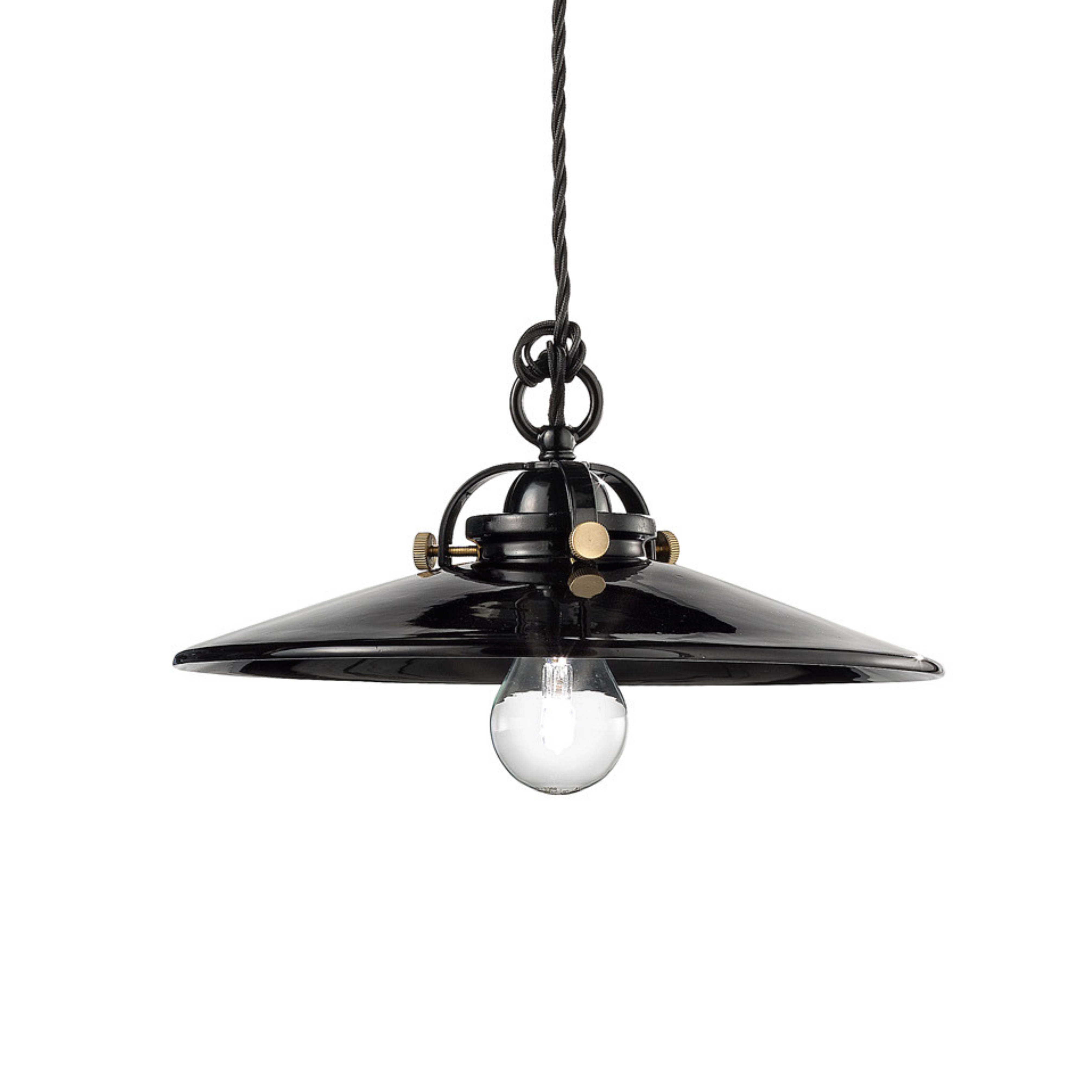 Závesná keramická lampa B&W čierna s mosadzným povrchom