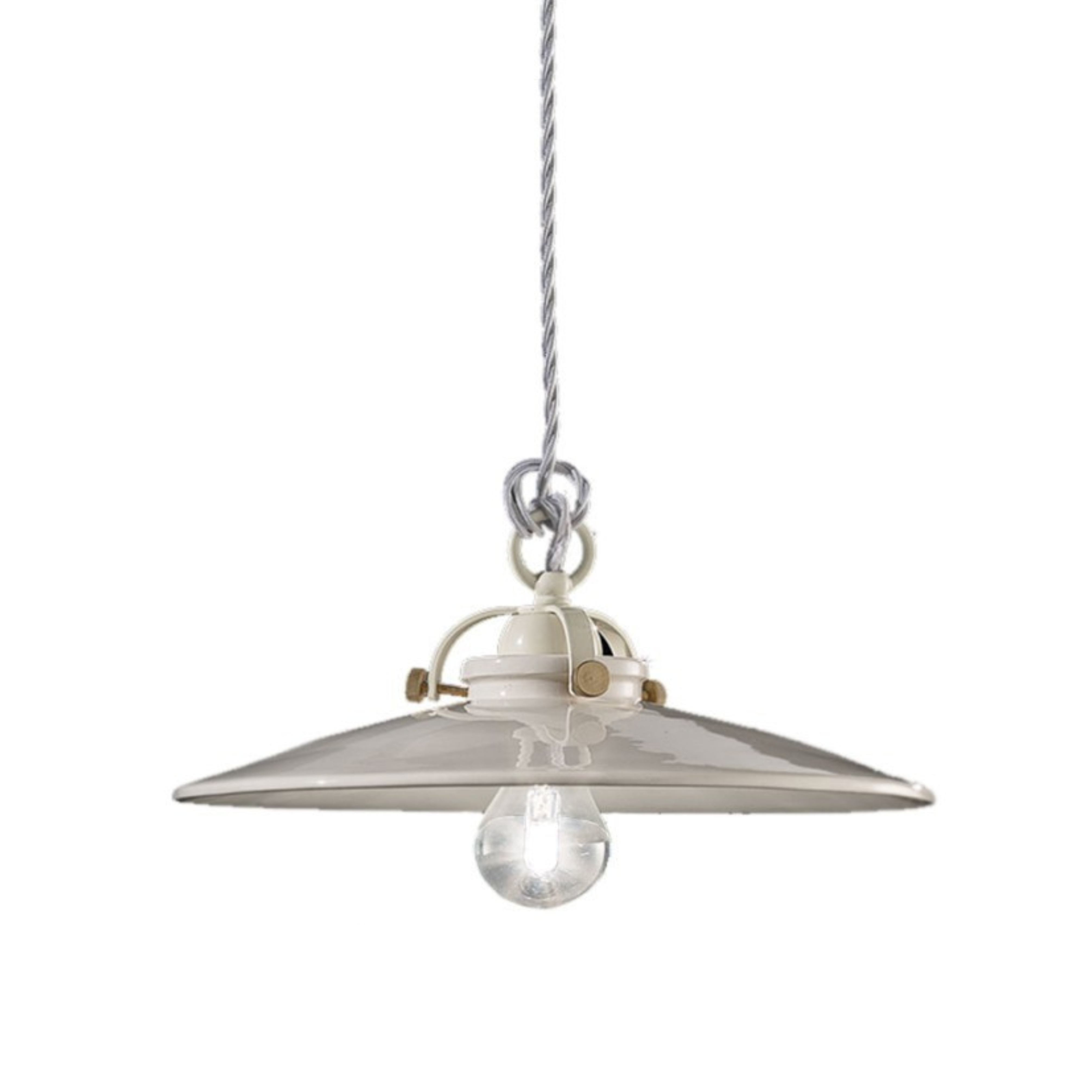 B&W ceramic pendant lamp in white with brass finish