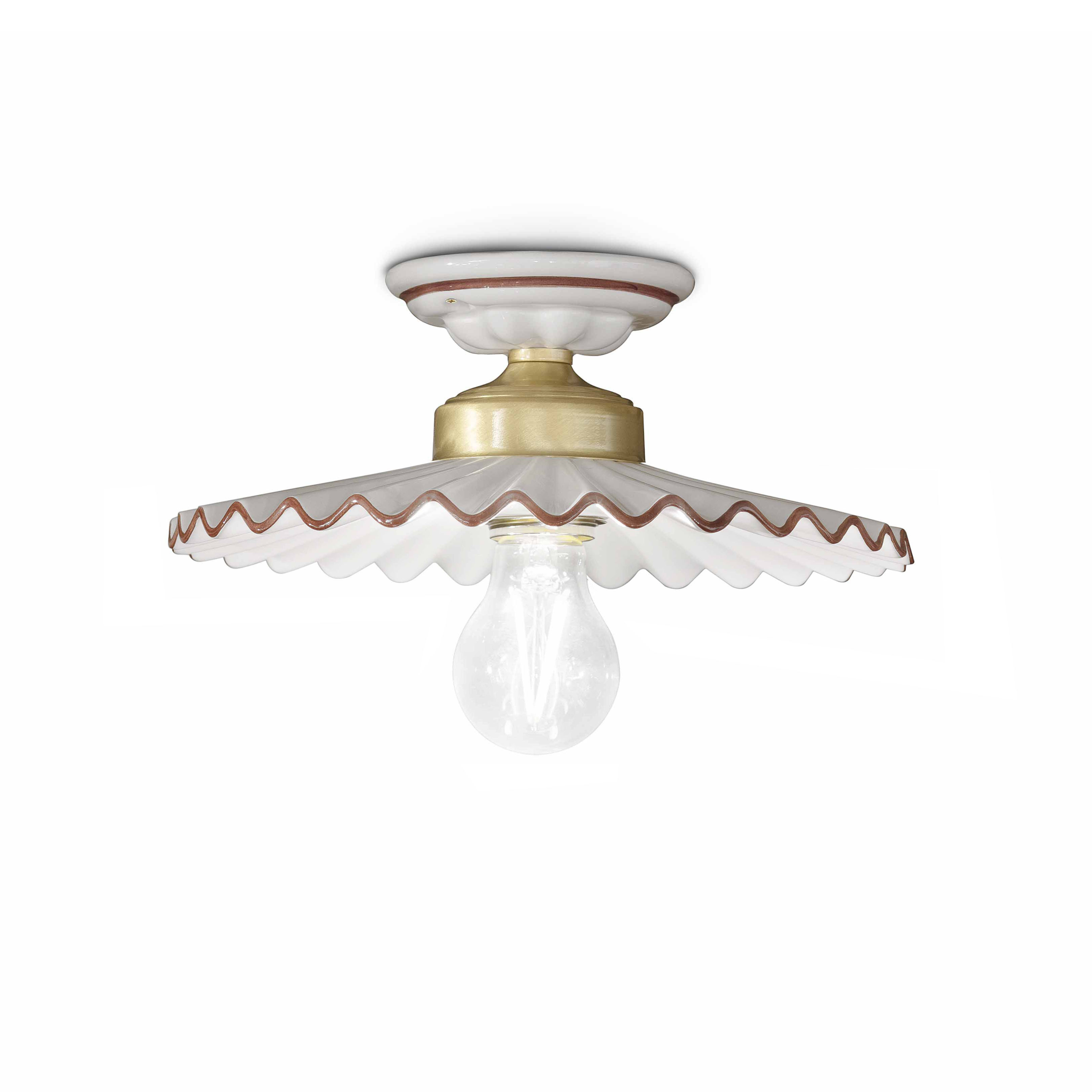 Ceiling lamp ceramic L’AQUILA white with mocha and brass finish