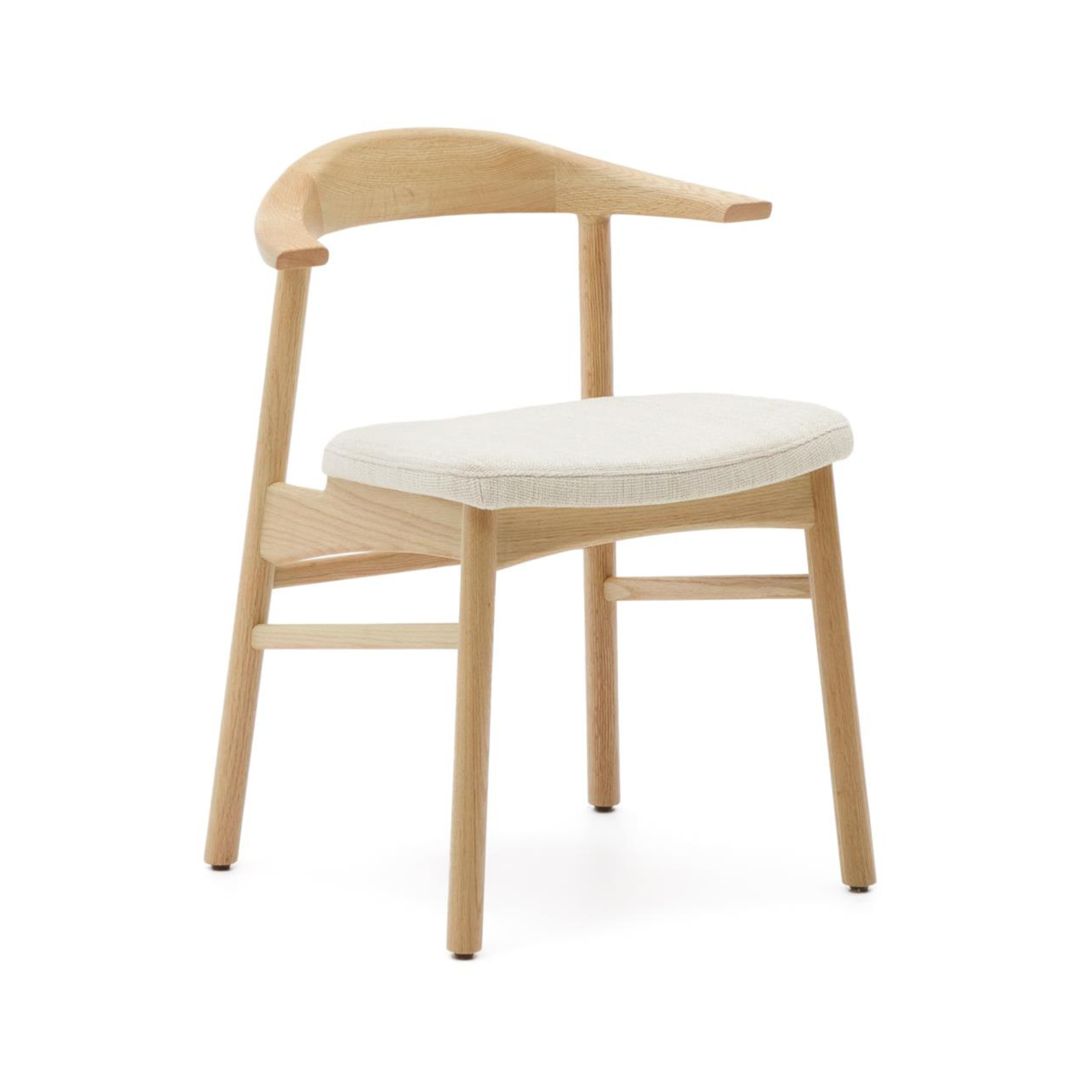 Stolička TIMONS béžový šenil s dubovým podstavcom