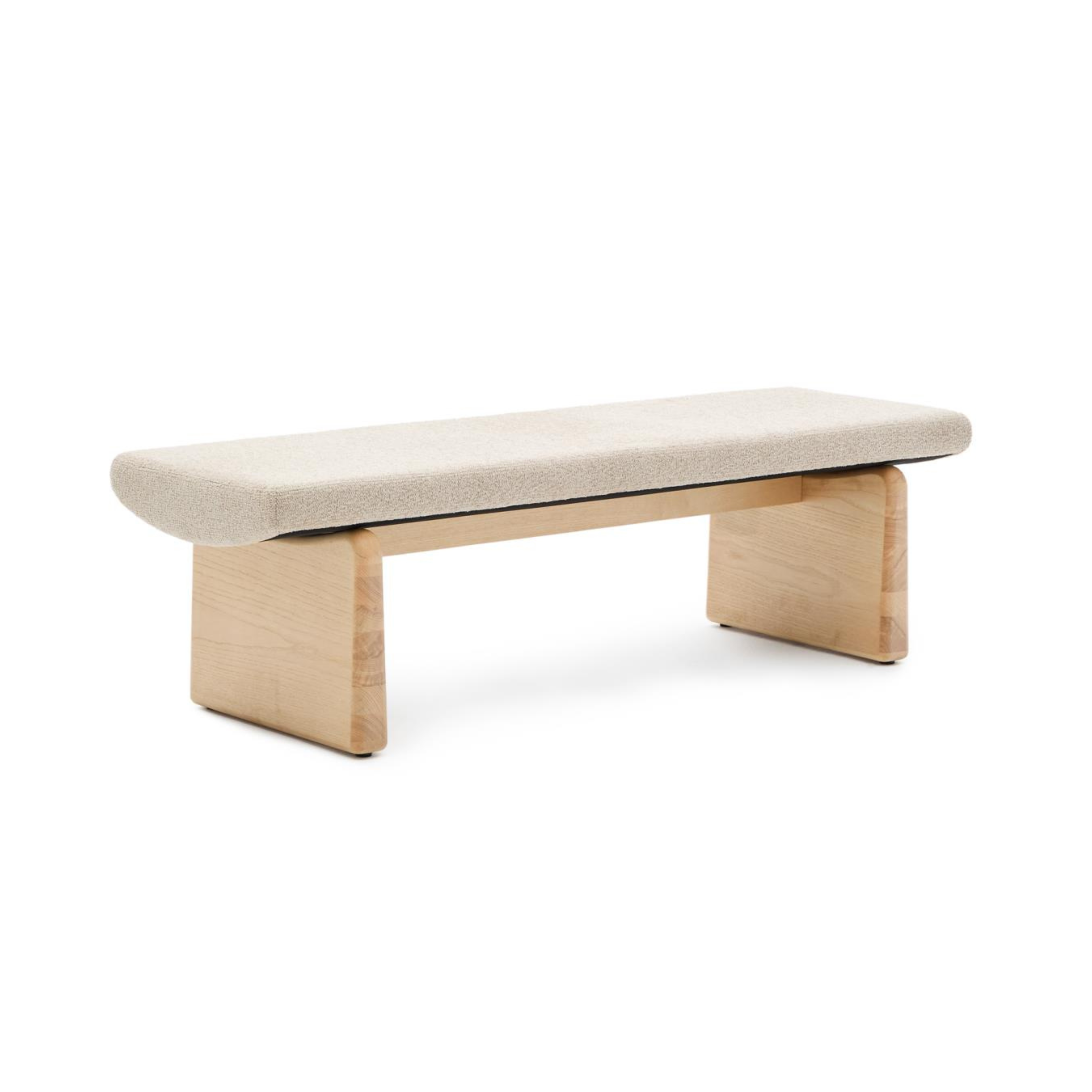 TOPAZ bench in beige chenille with an ash base