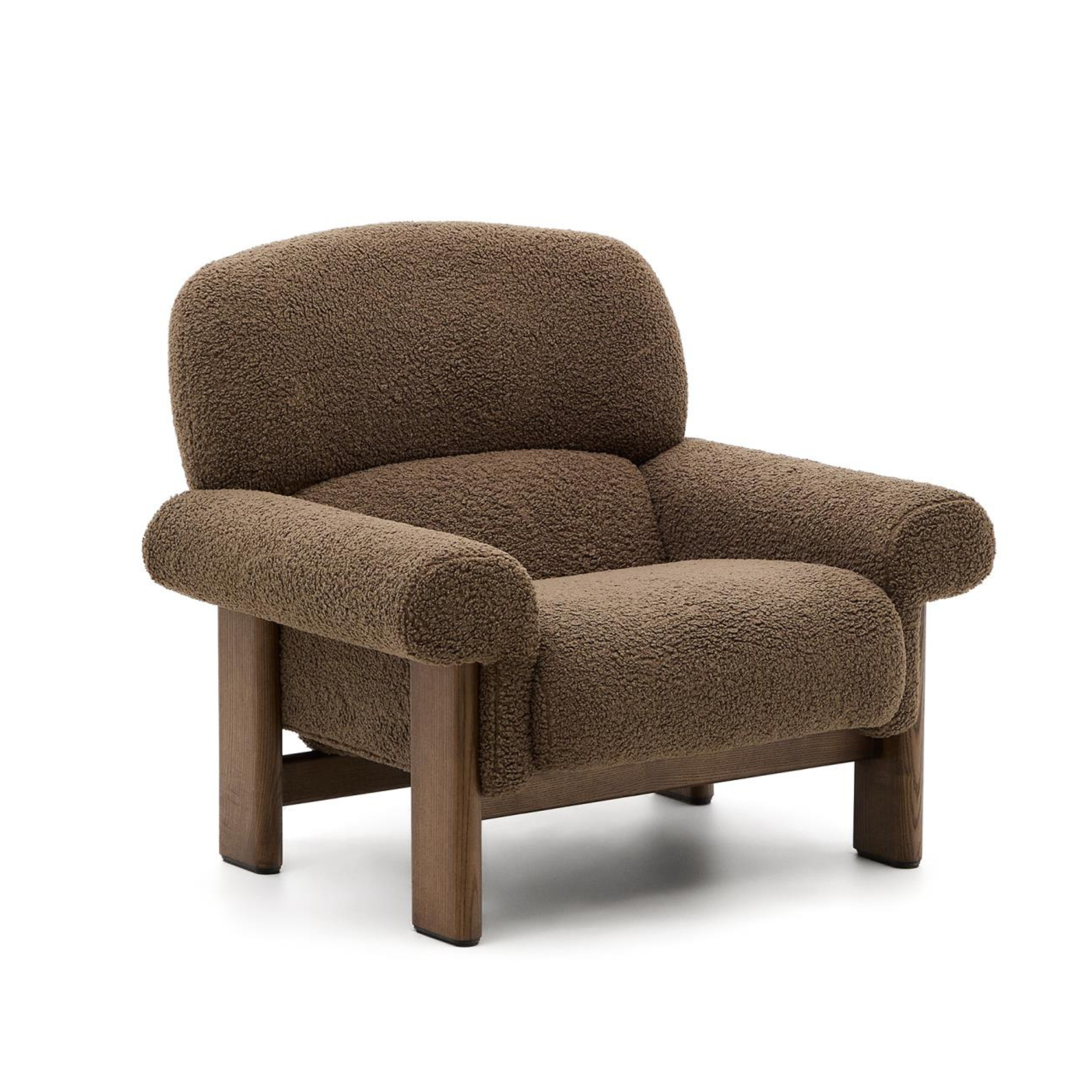 NEMA armchair in brown boucle with a dark ash base