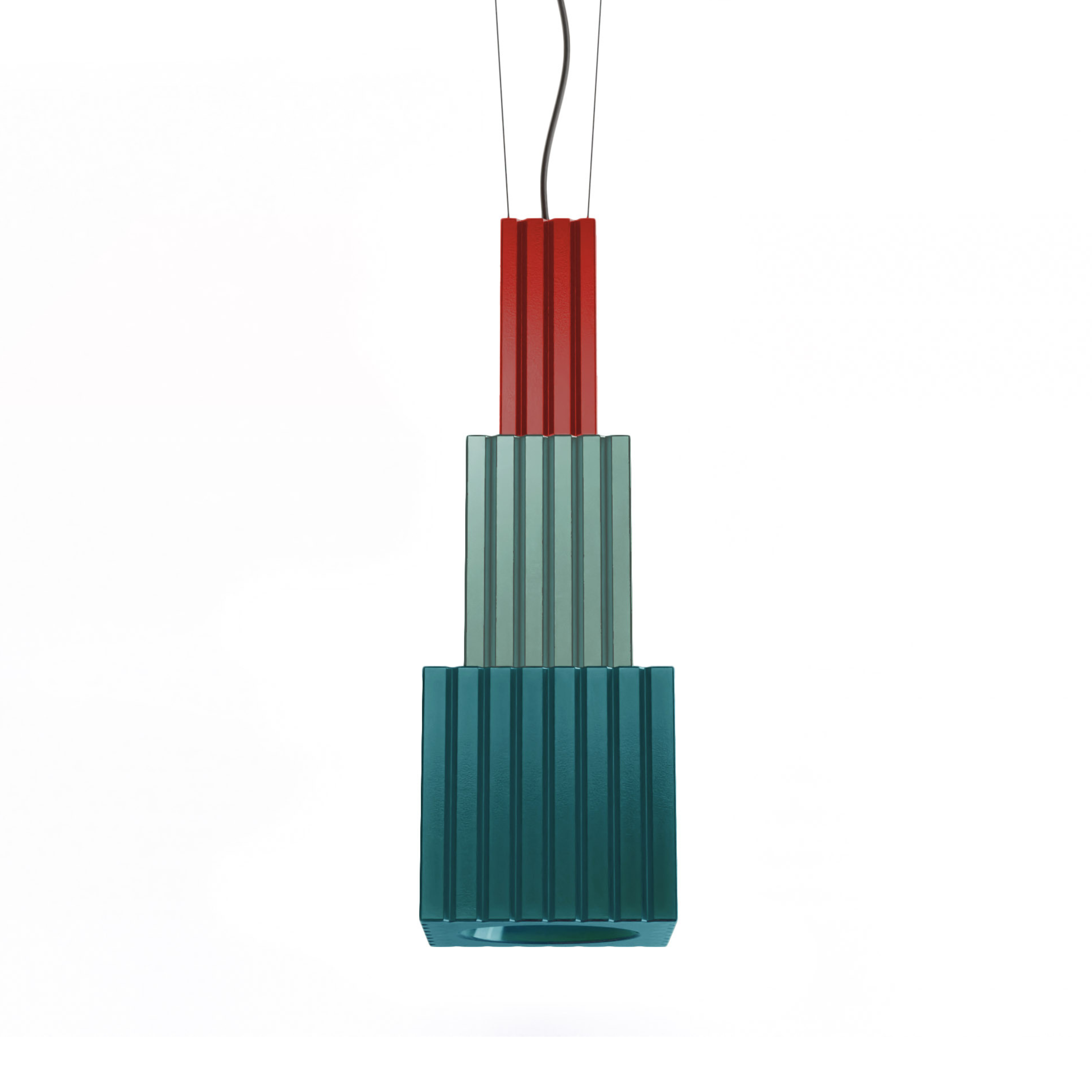 Závesná keramická lampa METRA modrá s oranžovou