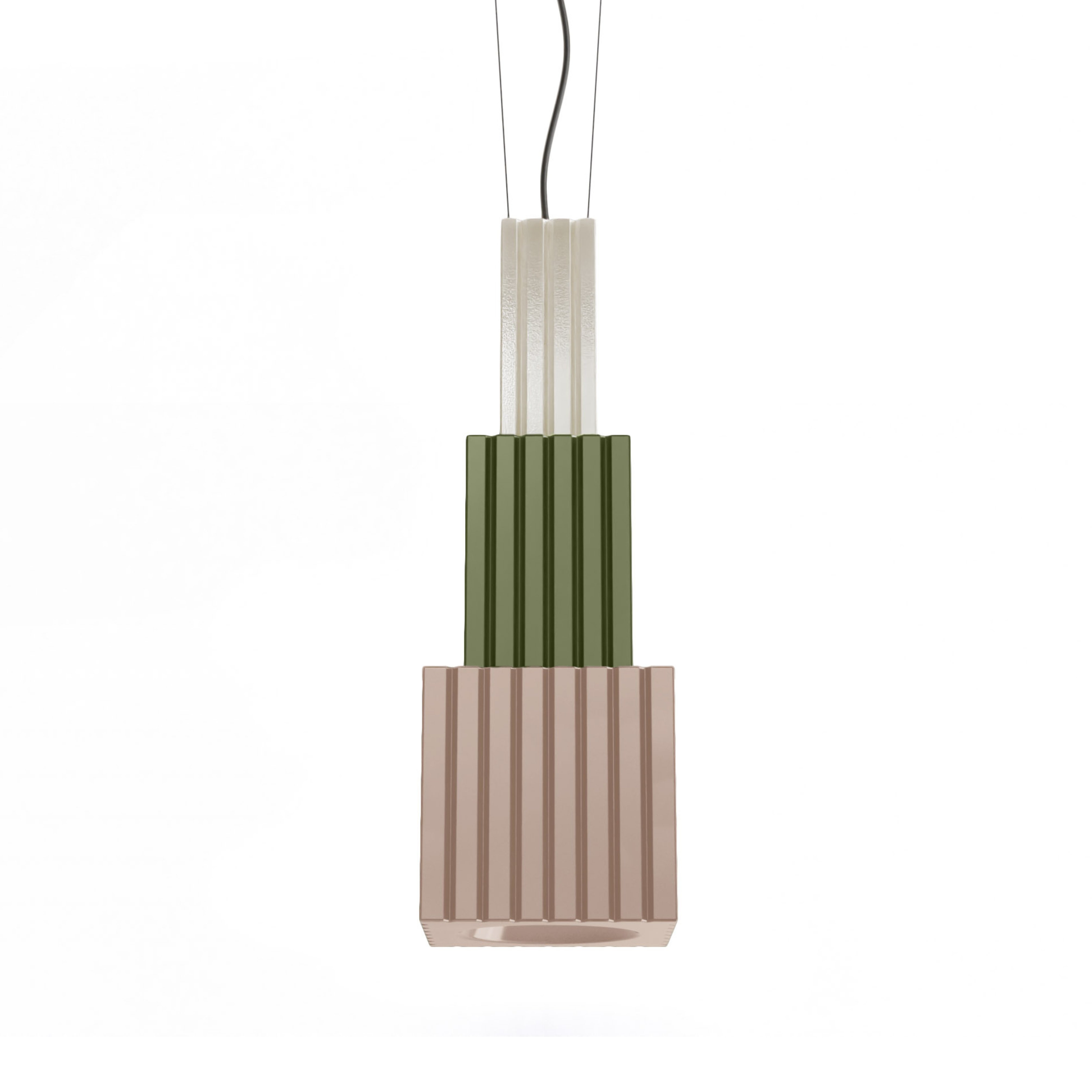 Závesná keramická lampa METRA béžová so šalviovou zelenou a krémovou