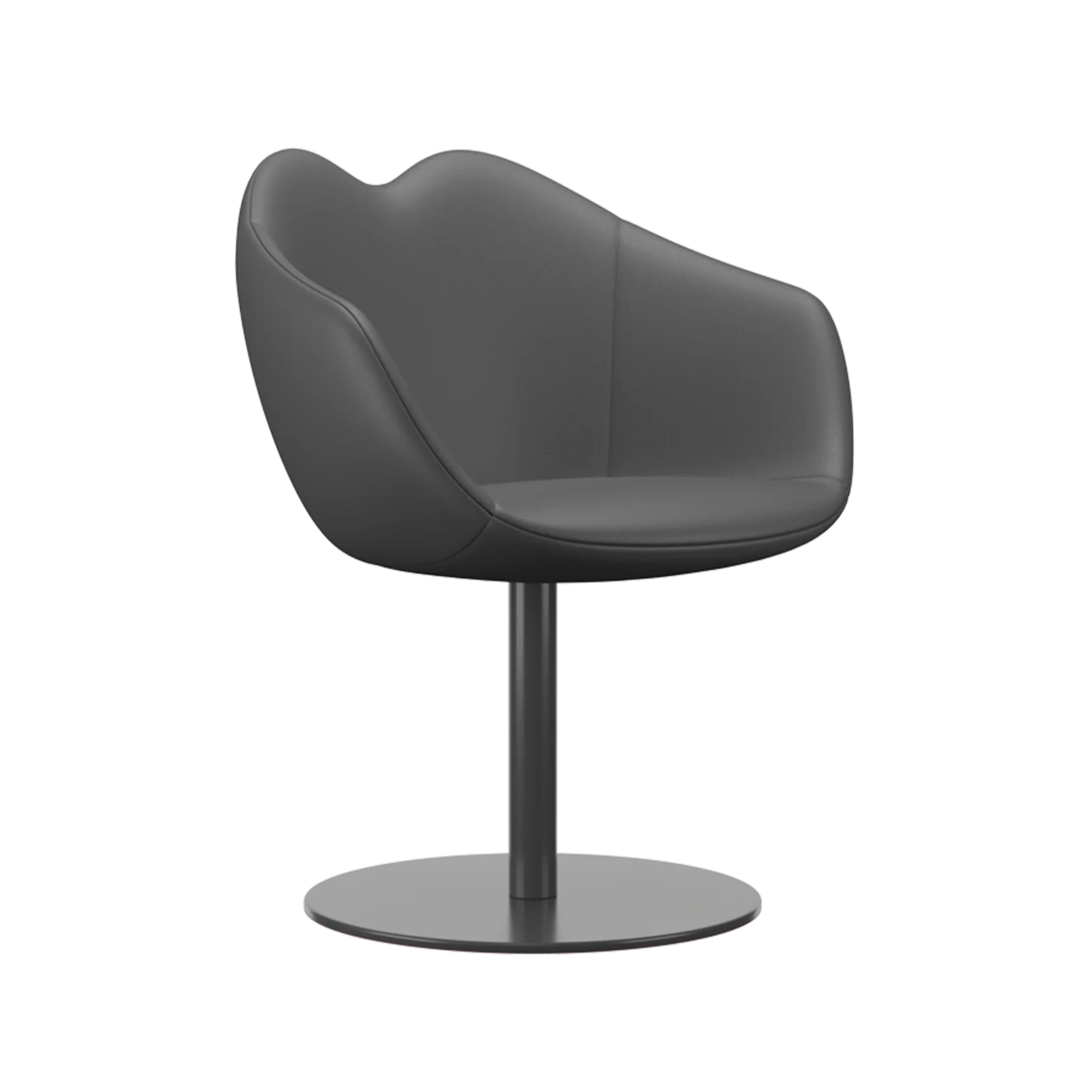XOXO dark gray leather armchair with a round base