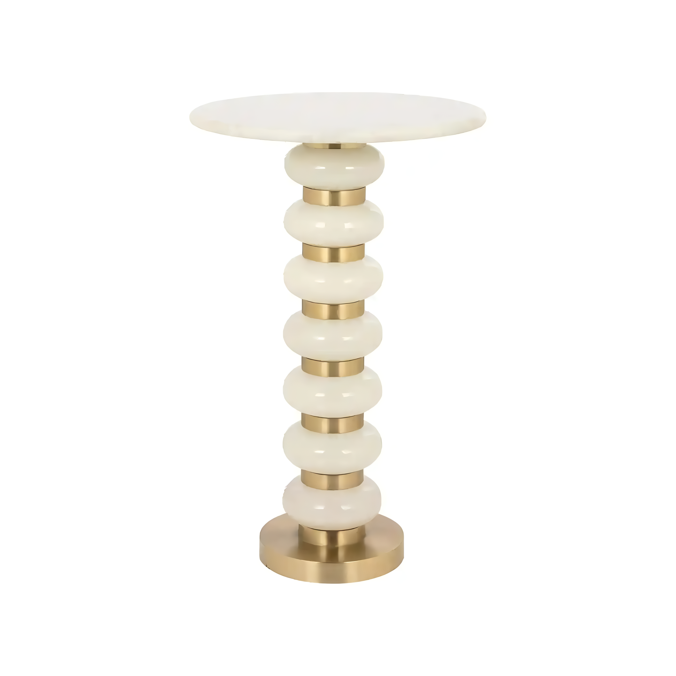 BARBARA white side table with gold