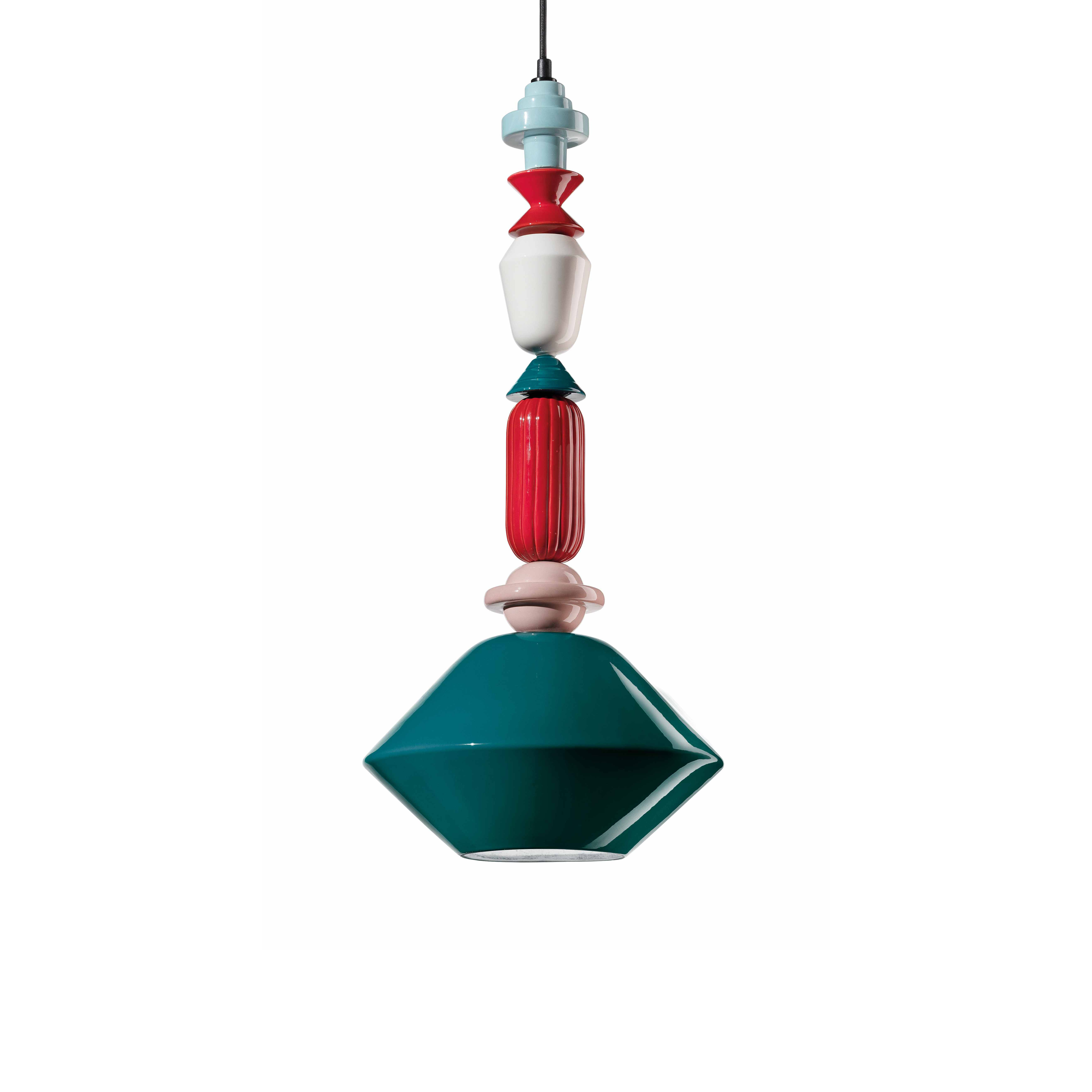 Závesná keramická lampa LARIAT modrý petrol