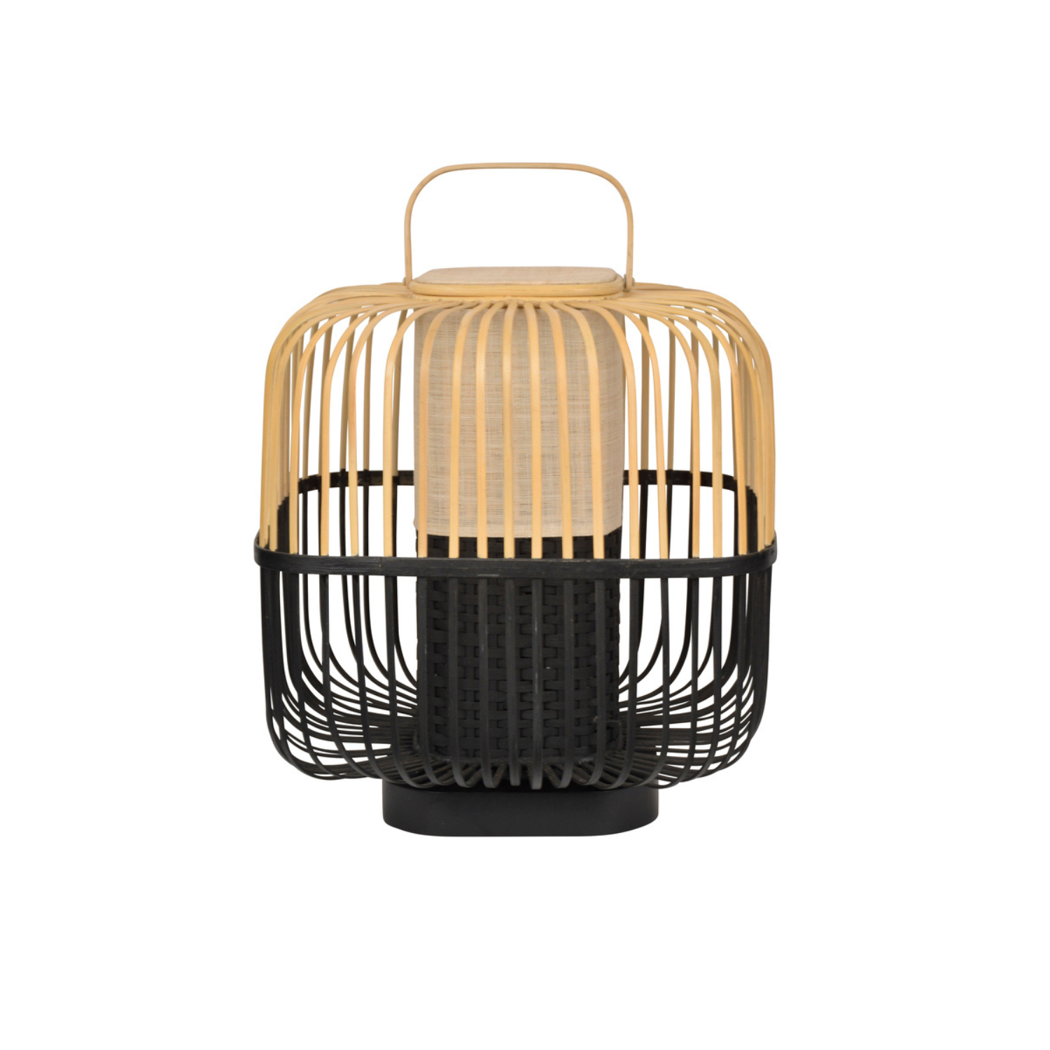 Štvorcová stolná lampa BAMBOO čierna