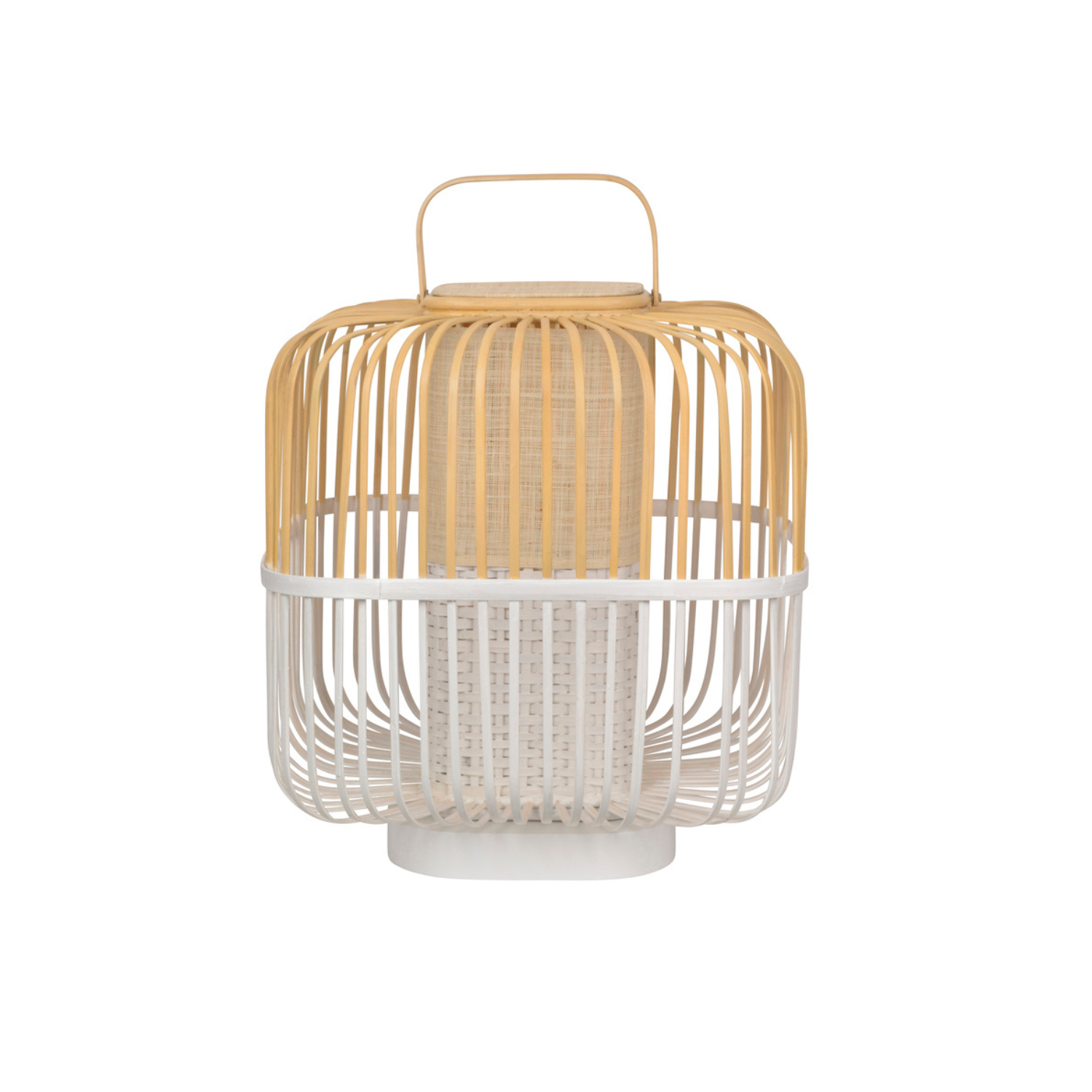 Štvorcová stolná lampa BAMBOO biela