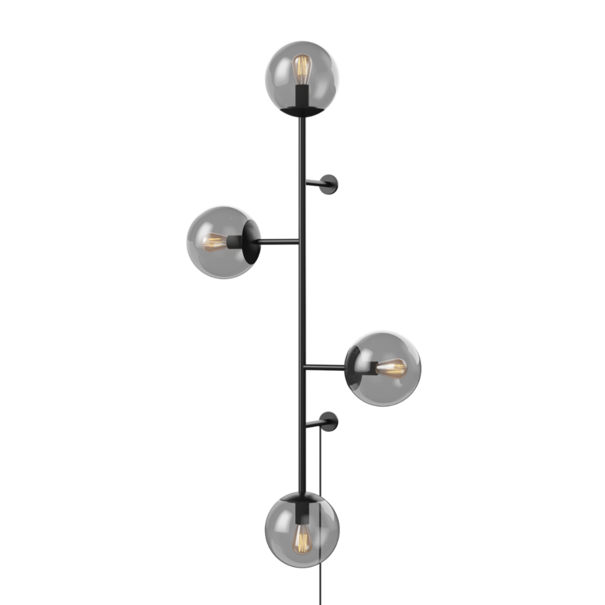 Black four-point wall lamp ORB