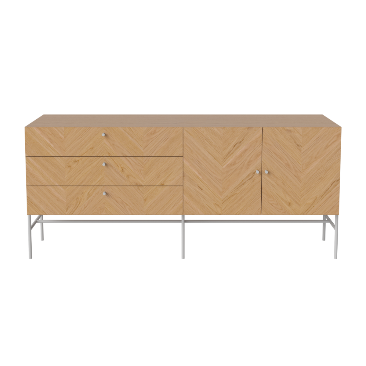 Kredenc LUXE z dubového dreva so šedým podstavcom