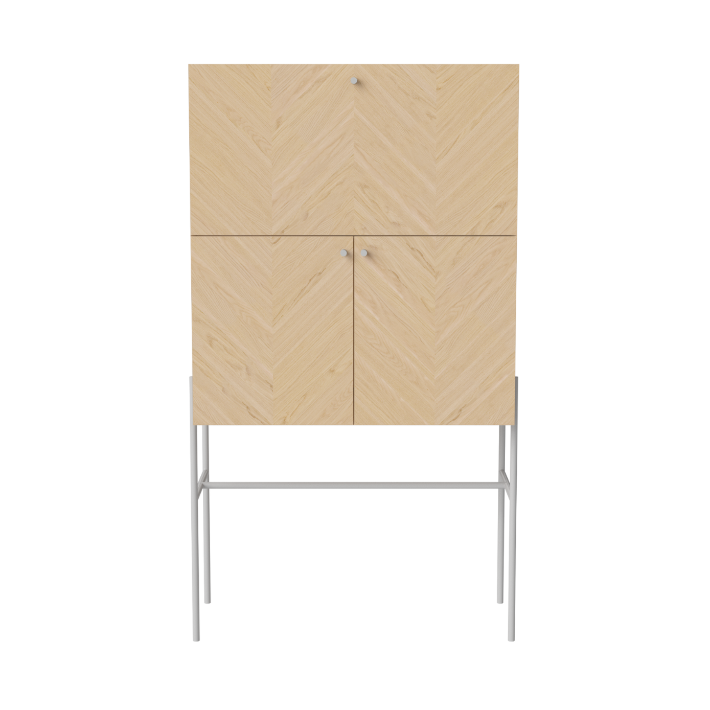 Barový stolík LUXE bielené dubové drevo so šedým podstavcom