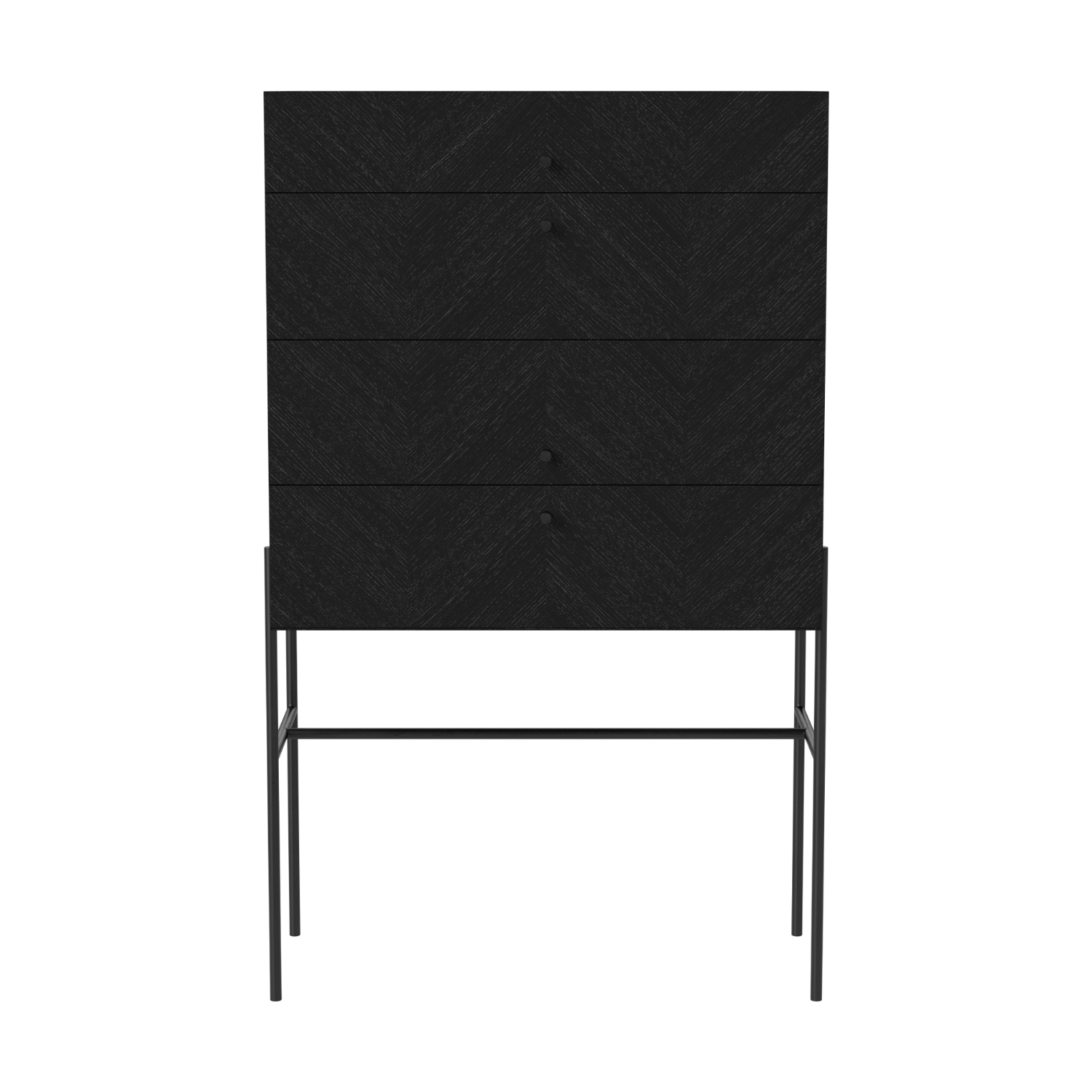 Komoda LUXE čierne dubové drevo s čiernym podstavcom