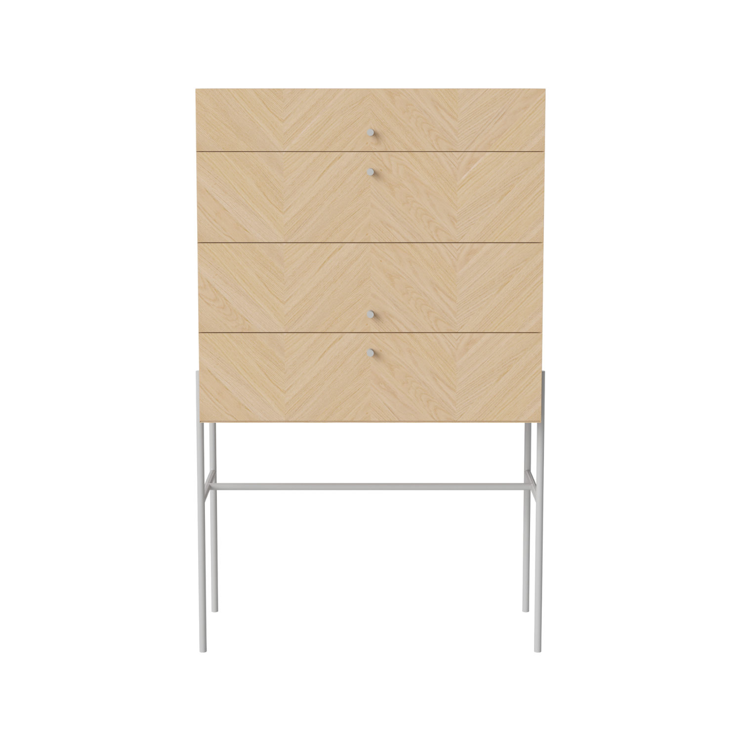 Komoda LUXE bielené dubové drevo so šedým podstavcom