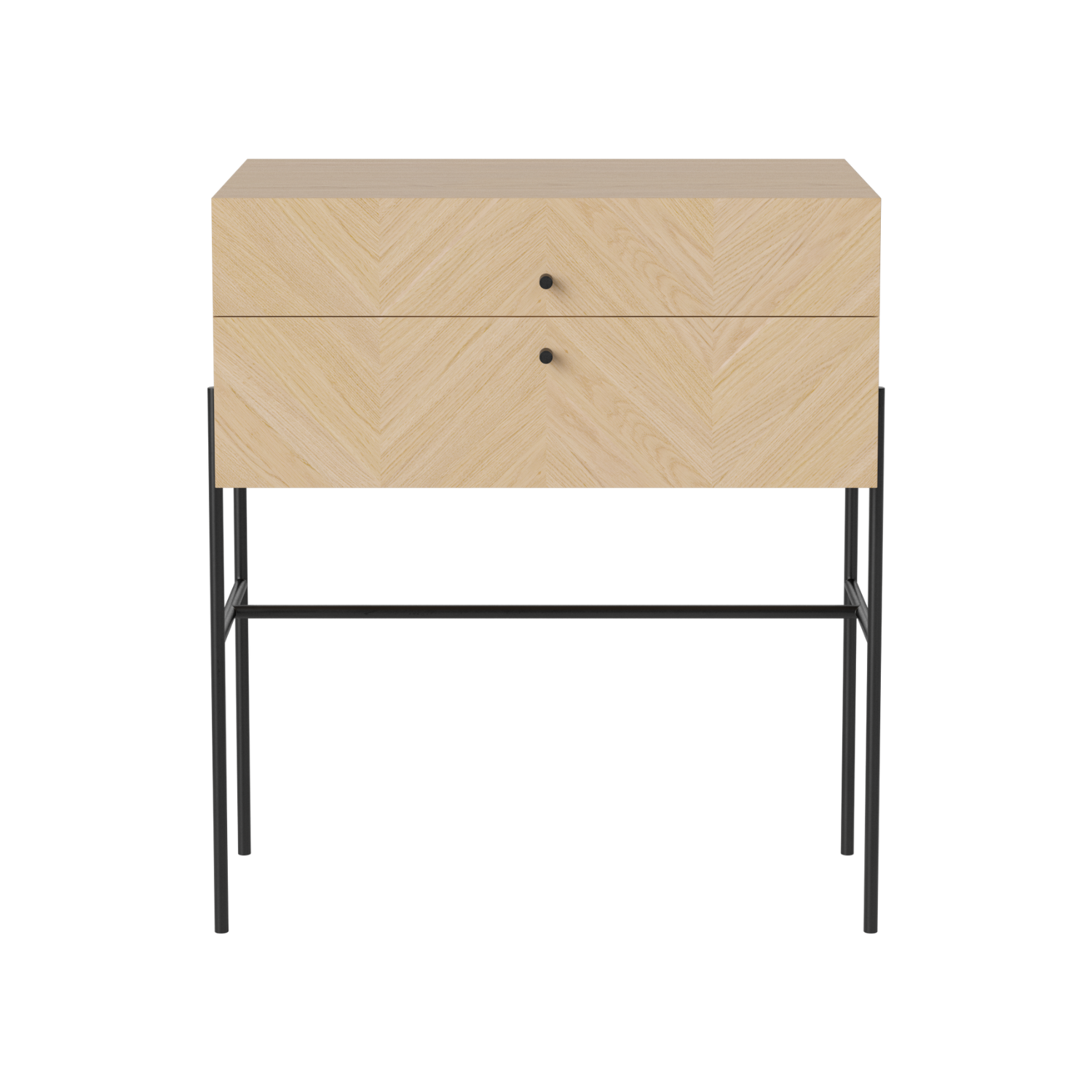 Skriňa LUXE bielené dubové drevo s čiernym podstavcom