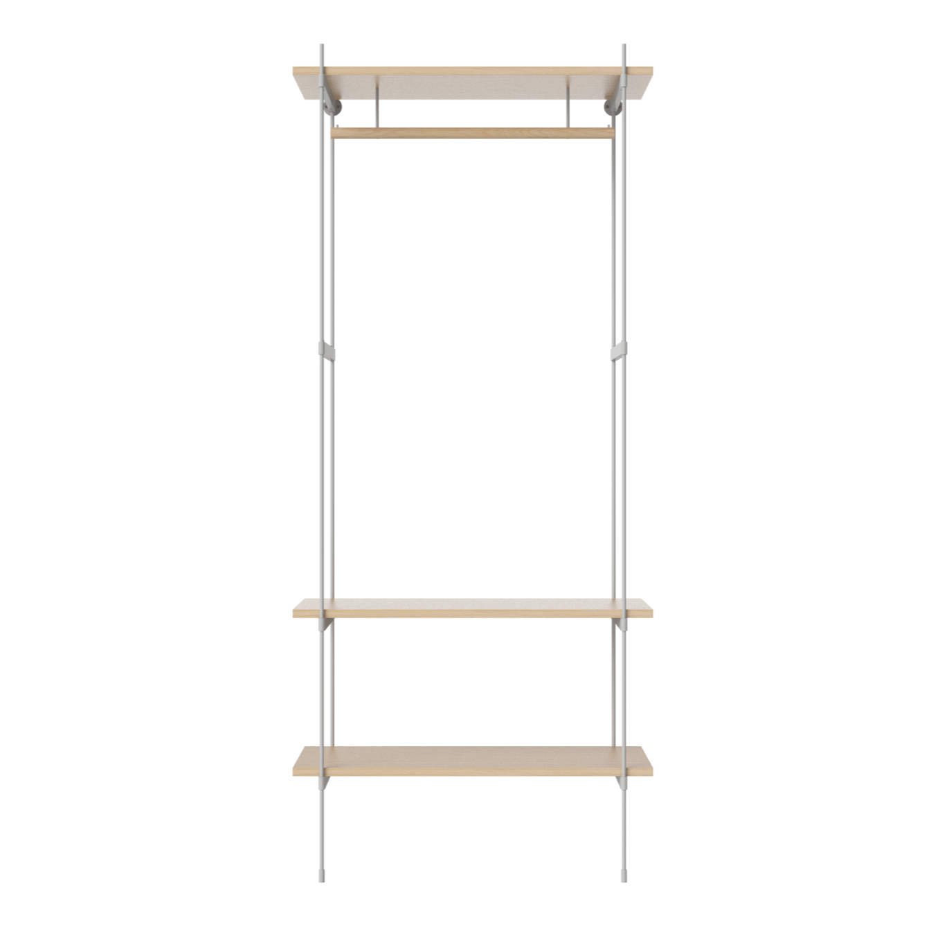 Regál s vešiakom ROD bielený dubový dyha so železnou rámom