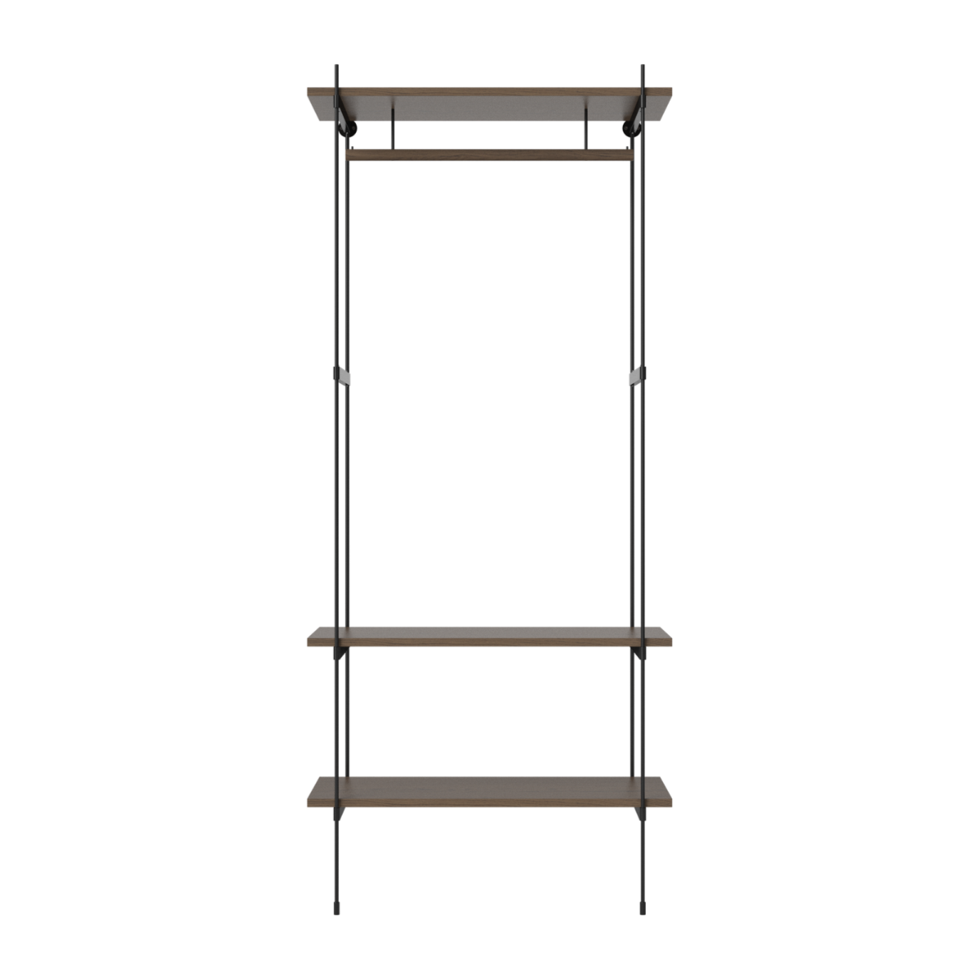 Regál s vešiakom ROD tmavý dubový dyha s čiernym rámom