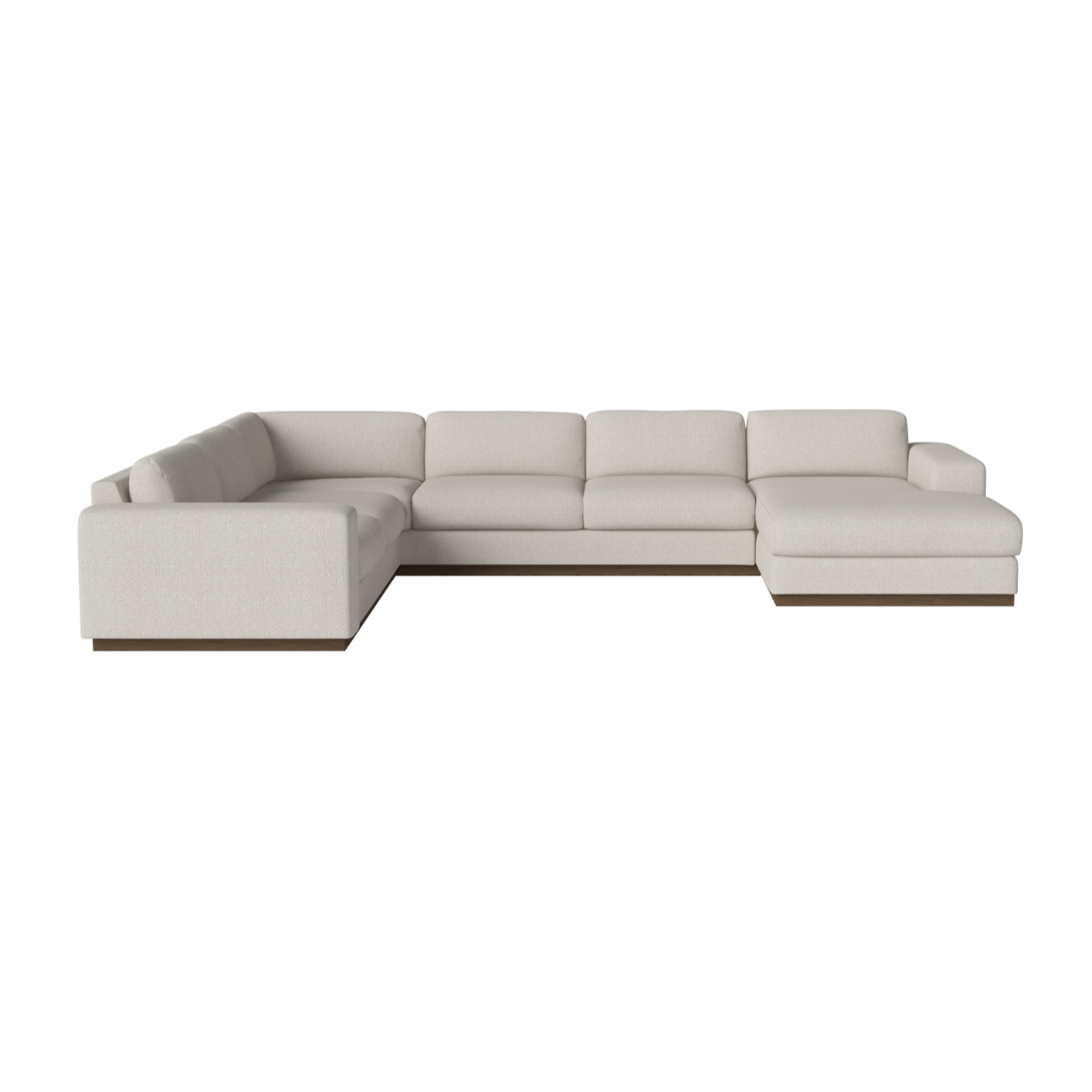 Rohová sedačka so szezlongom SEPIA pravostranná s tmavým podstavcom