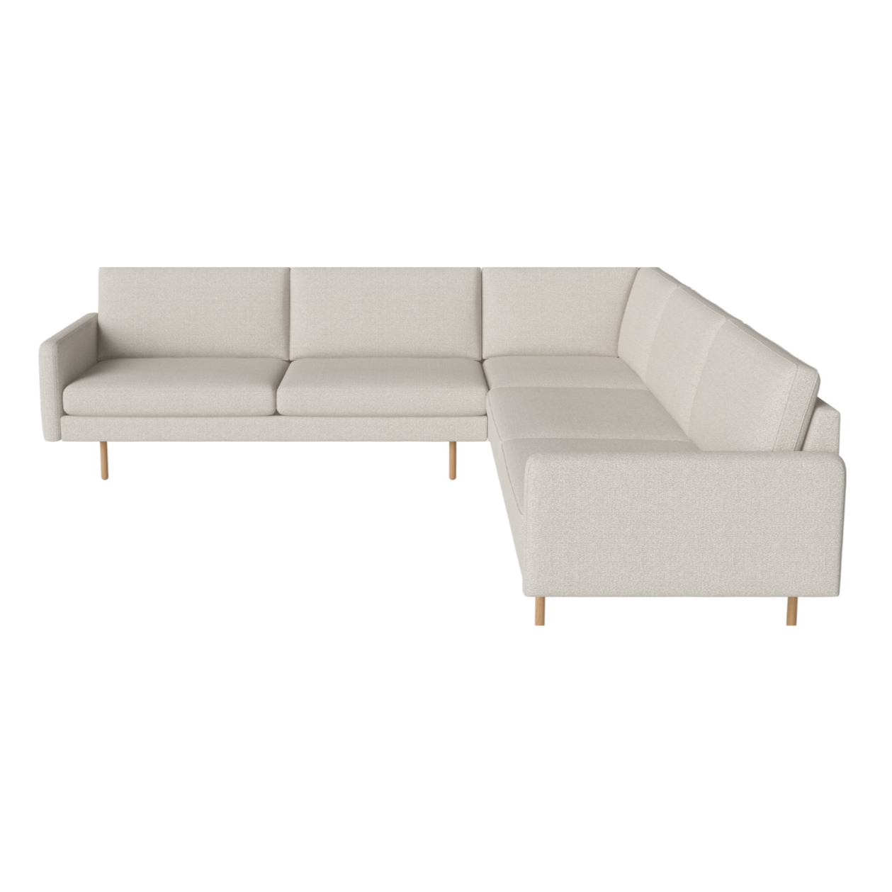 Symetrický rohový gauč SCANDINAVIA REMIX s dubovou základňou