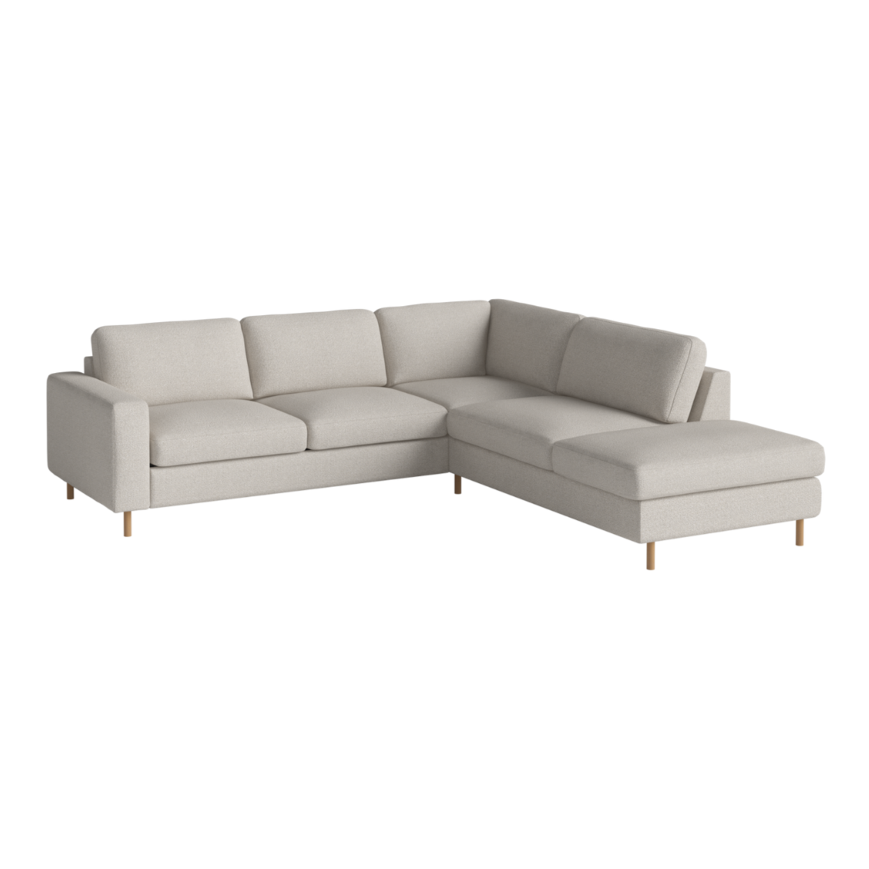 Rohová sedačka otvorená pravostranná SCANDINAVIA s dubovým podstavcom